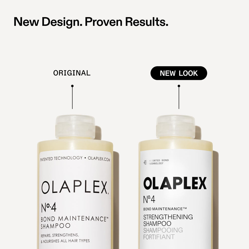 Detalle del tapón y etiqueta Olaplex N°.4 que resalta cierre seguro y dosificación fácil