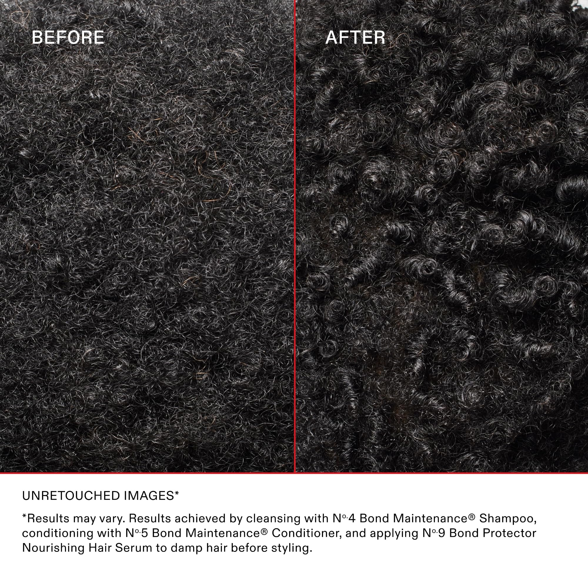 Olaplex N°.9 comparación antes y después mostrando brillo