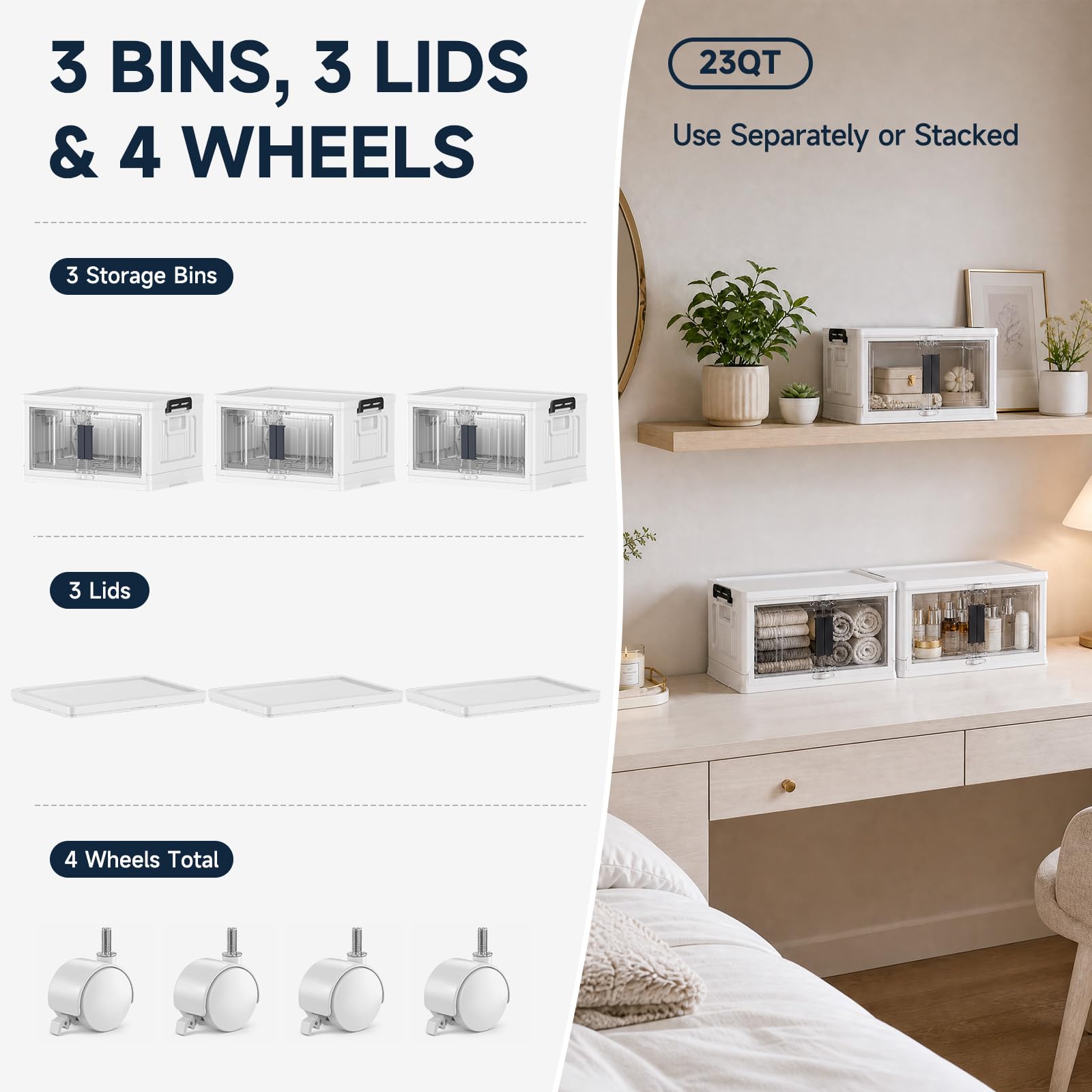 OlarHike caja en dormitorio organizando ropa y mantas eficientemente