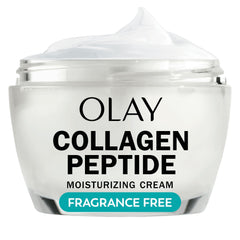 Olay frasco frontal mostrando diseño y beneficio reafirmante