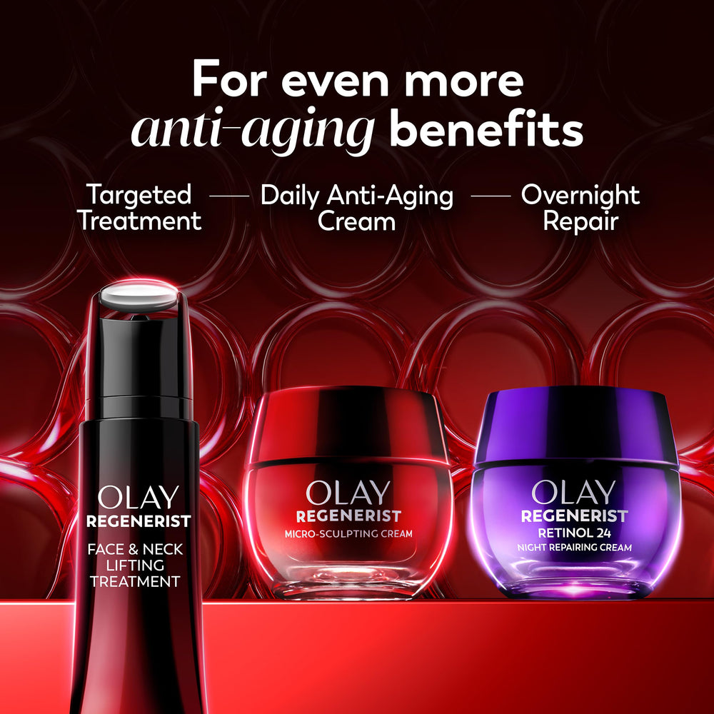 Olay en un botiquín de baño lifestyle sugiriendo uso cotidiano y simplicidad