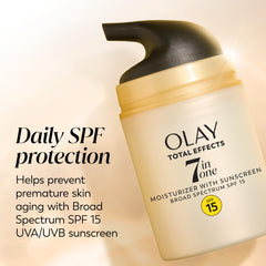 Etiqueta Olay con lista de ingredientes y sello SPF 15, transparencia informativa