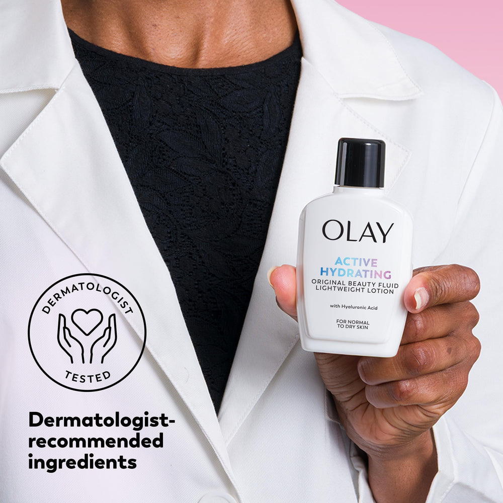 Olay etiqueta con ingredientes visibles, transparencia en la fórmula