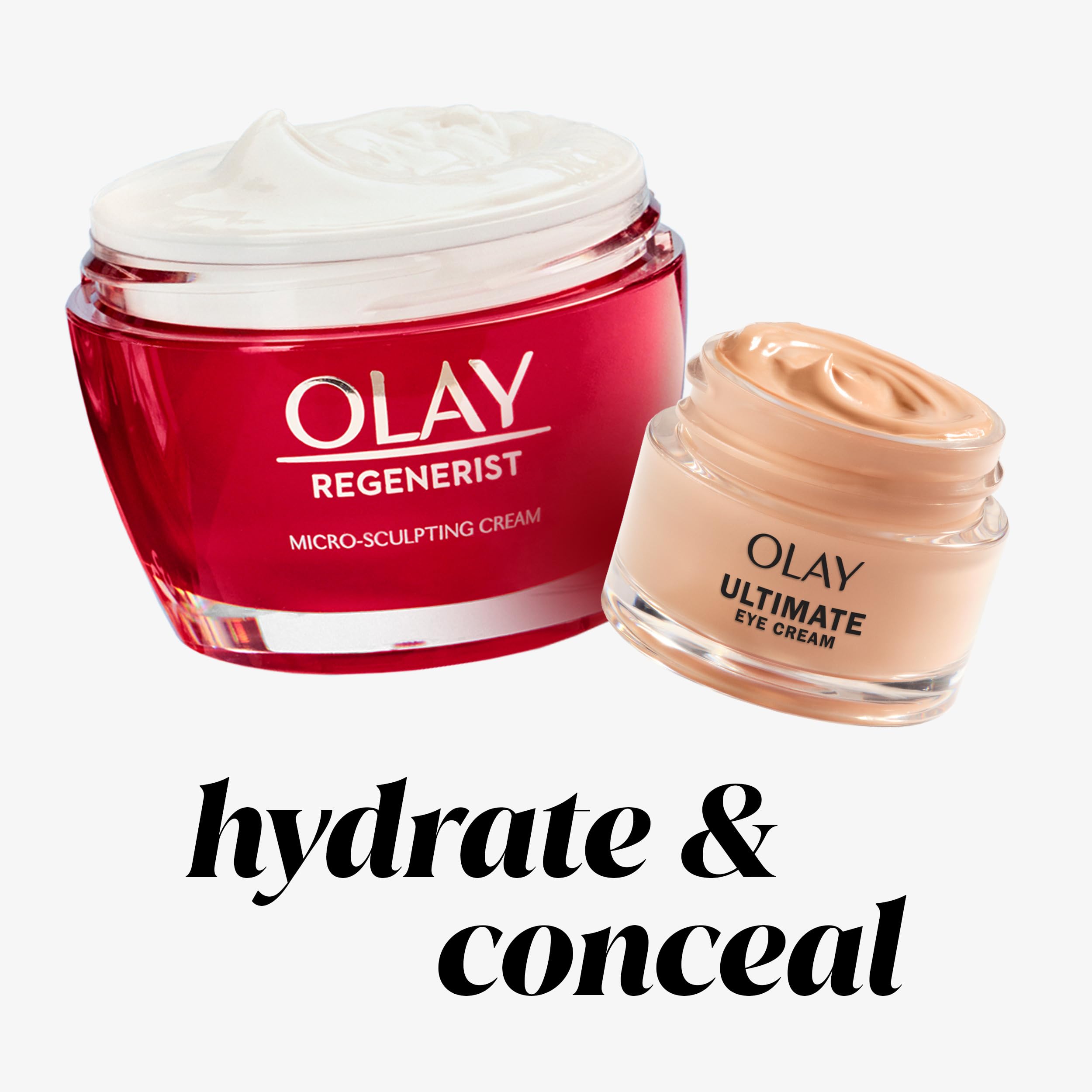 Olay frasco abierto con crema lista para aplicar y nutrir
