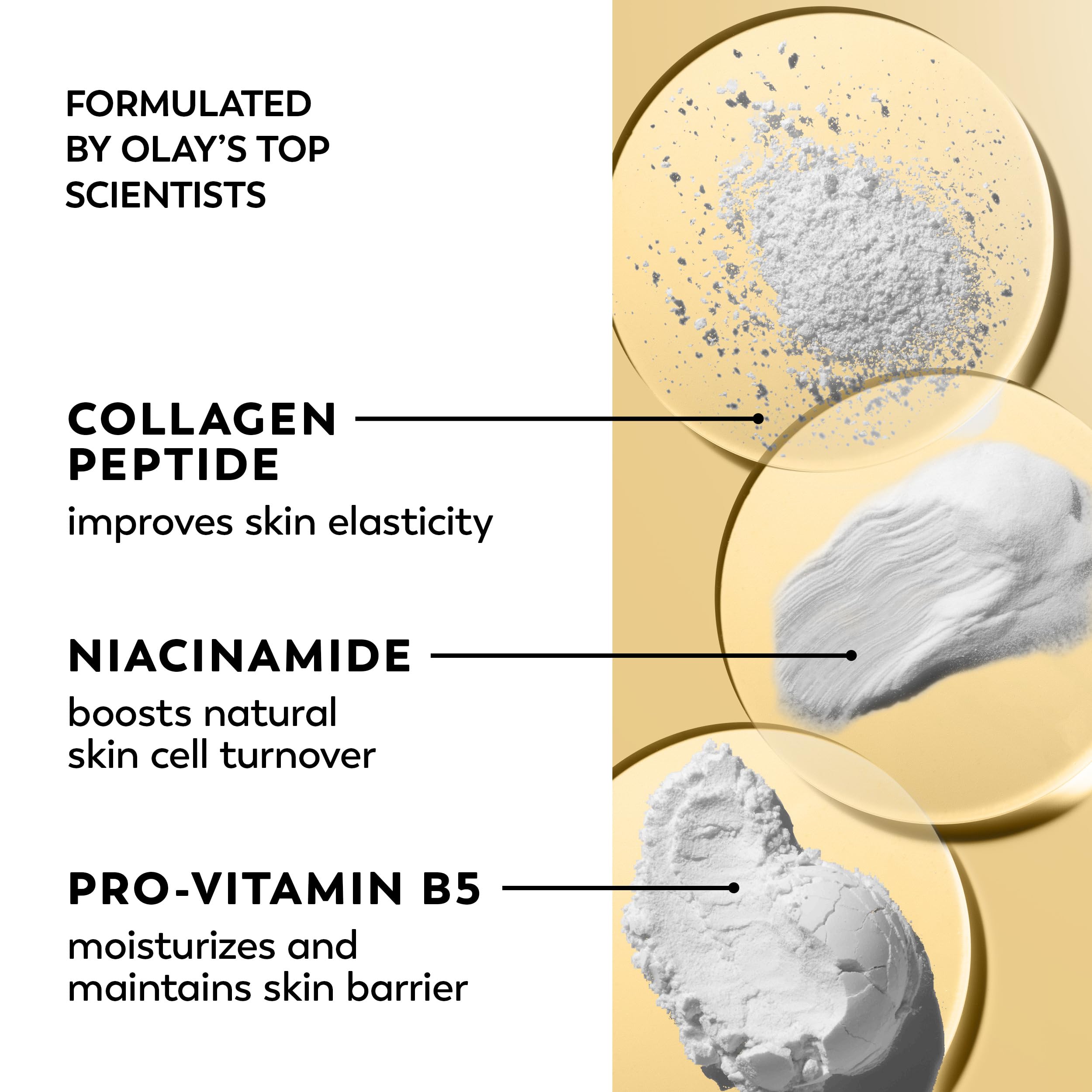 Olay frasco abierto con crema para aplicación rápida y absorción