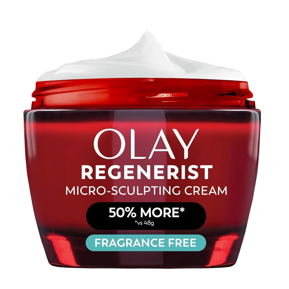 Olay frasco frontal Regenerist muestra aspecto profesional y beneficio reafirmante