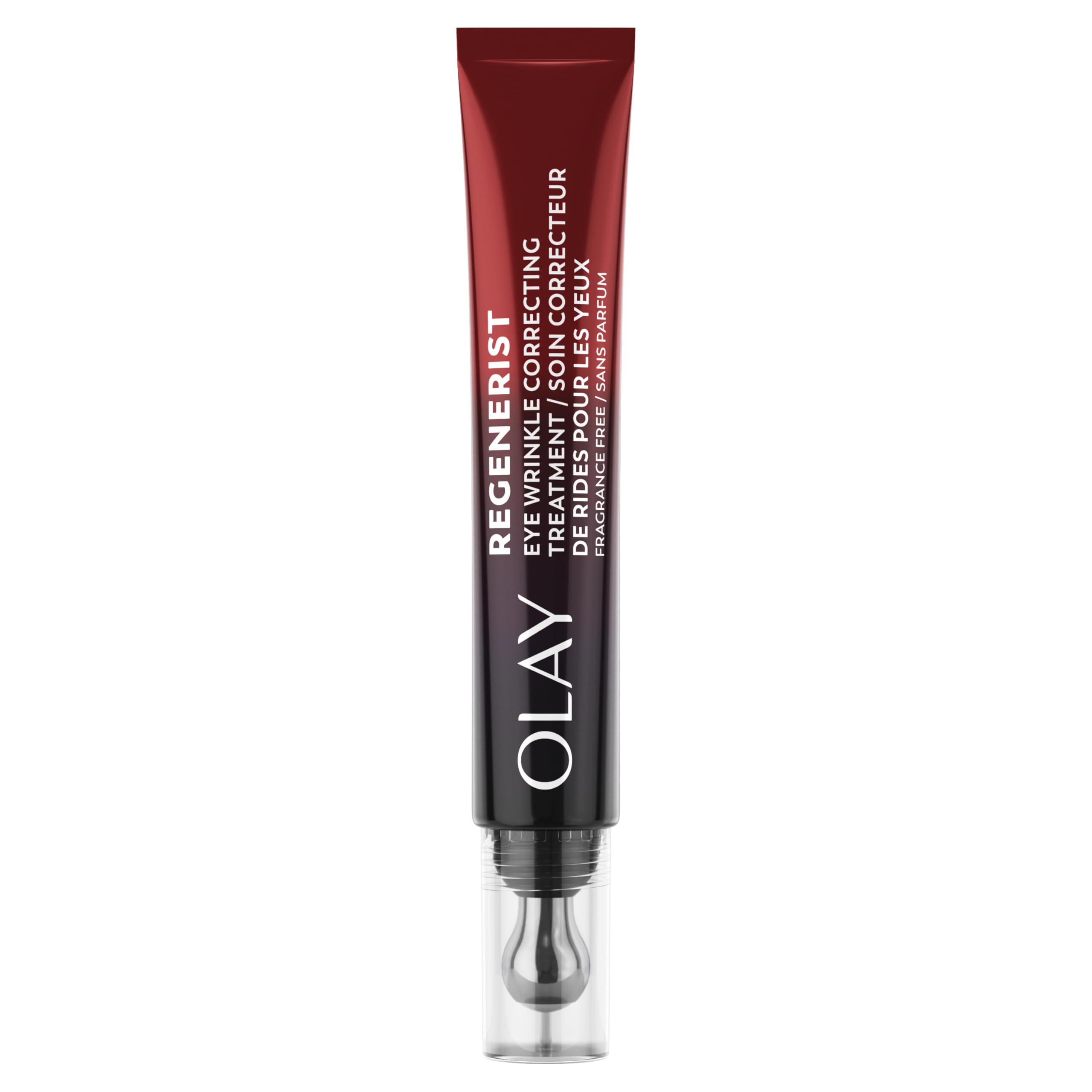 Olay envase frontal mostrando tamaño y diseño, confianza profesional