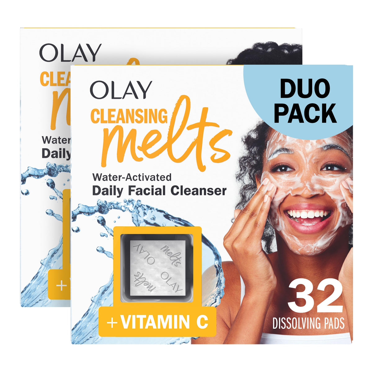 Olay empaque frontal en tamaño de viaje mostrando conveniencia