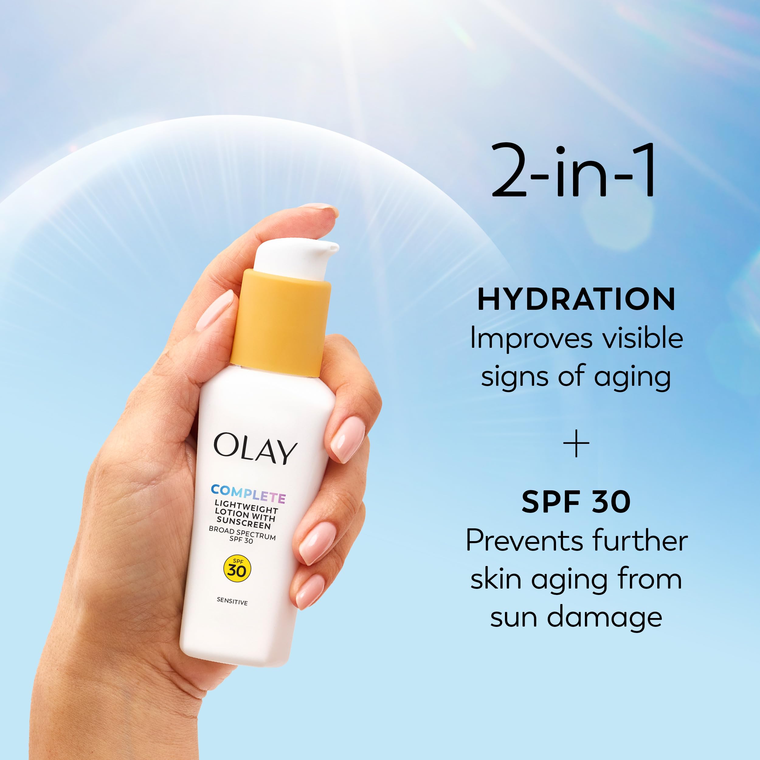 Olay icono sin fragancia resaltando aptitud para piel sensible