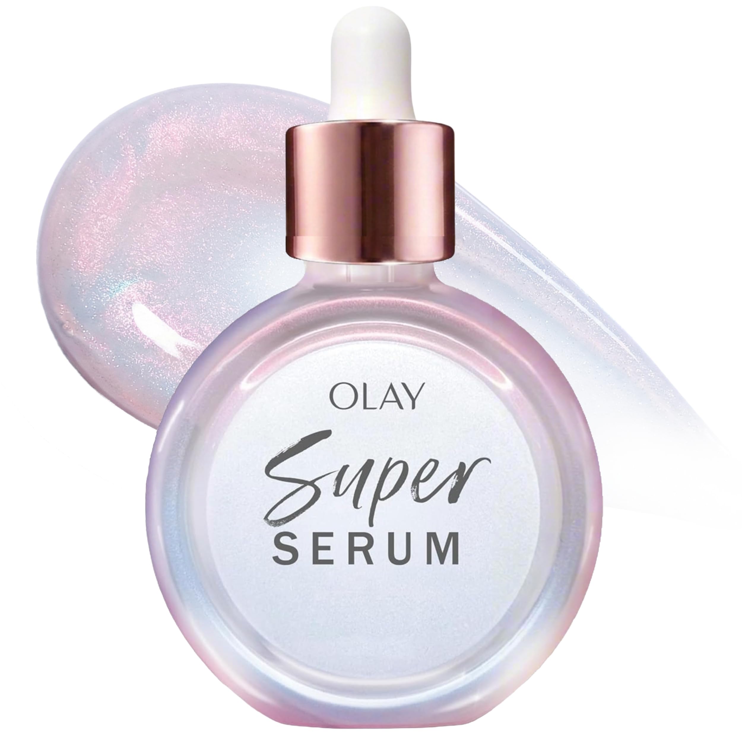 Olay Super Serum vista frontal, envase claro y práctico para rutina diaria