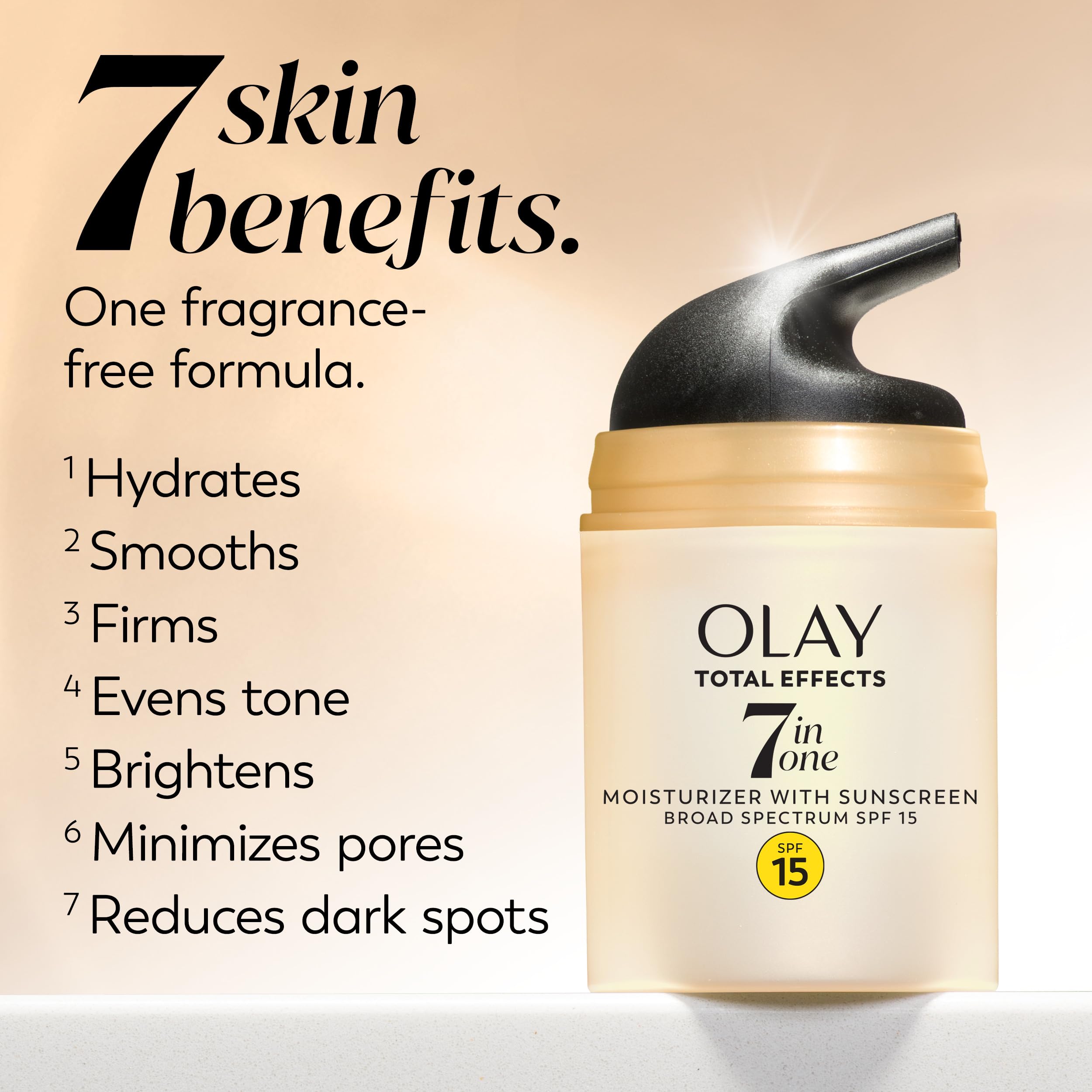 Comparación de tamaño del frasco Olay 1.7 oz junto a objeto cotidiano para referencia