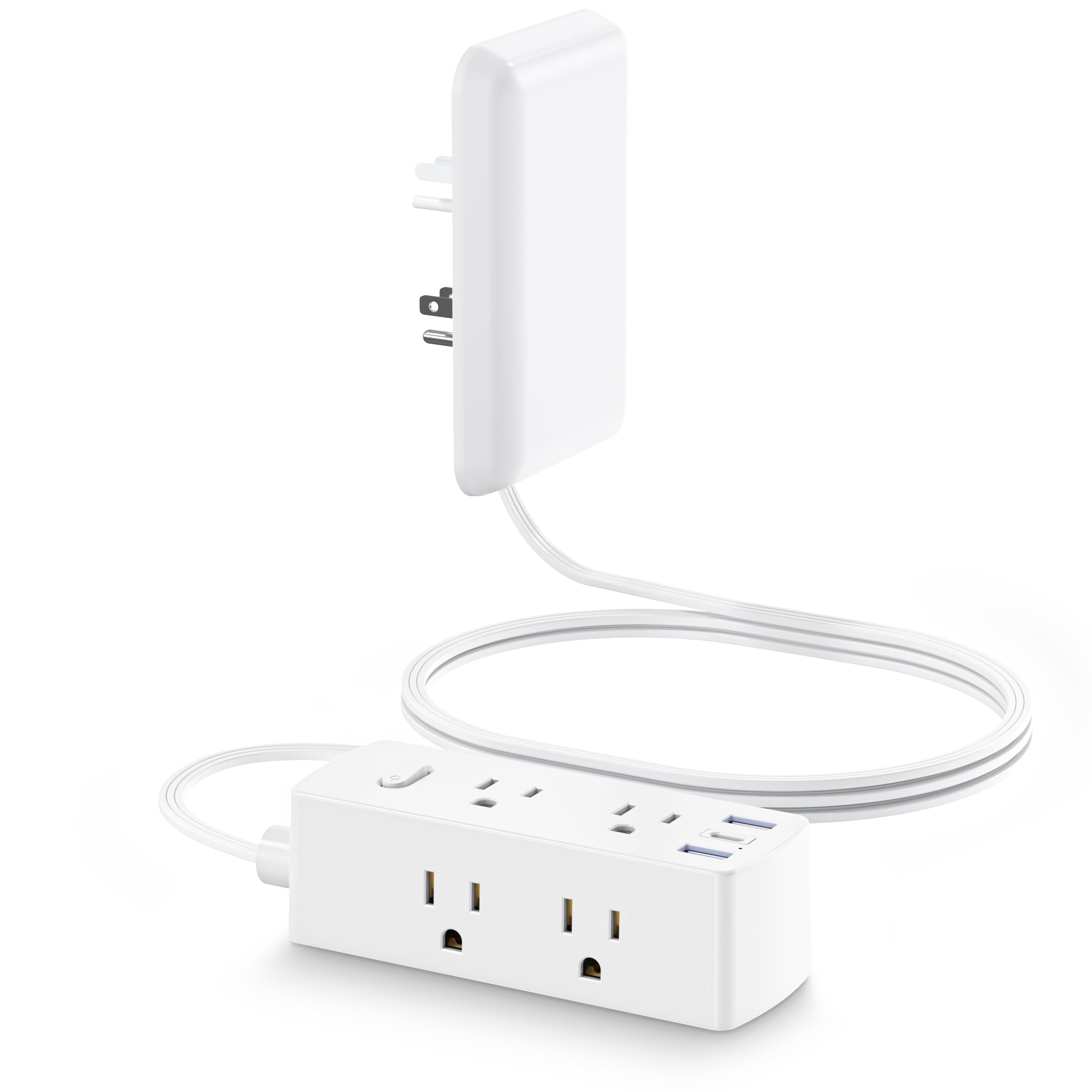 olcorife regleta frontal mostrando 6 enchufes y 3 USB para mayor conectividad