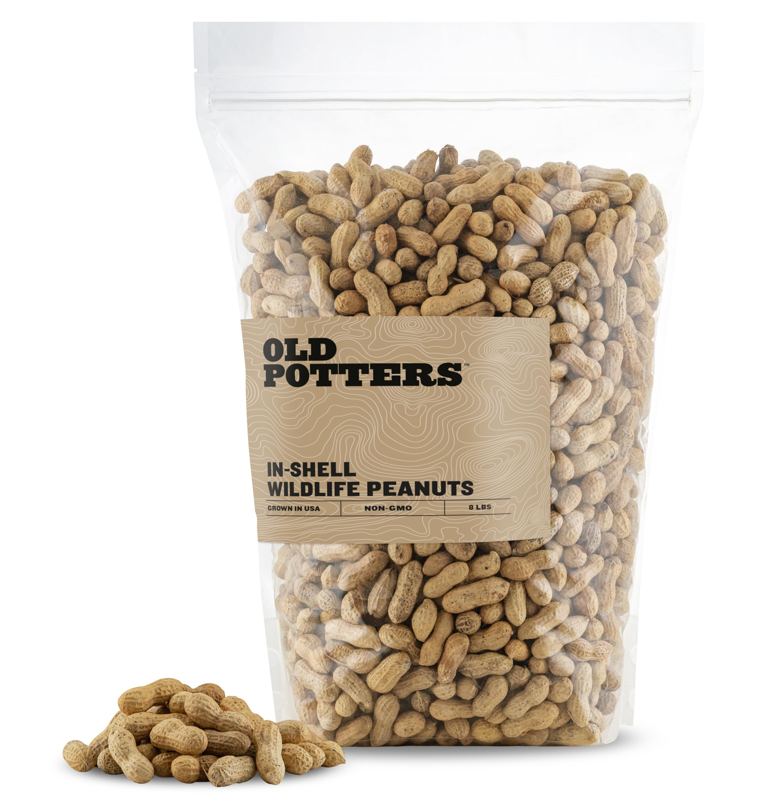 Old Potters front packaging showing 8 lb bag and brand benefits