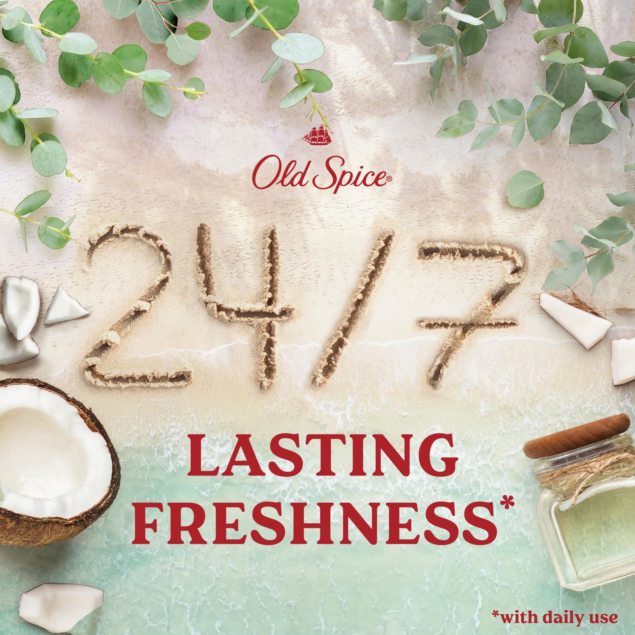 Old Spice etiqueta con ingredientes y beneficios claramente visibles