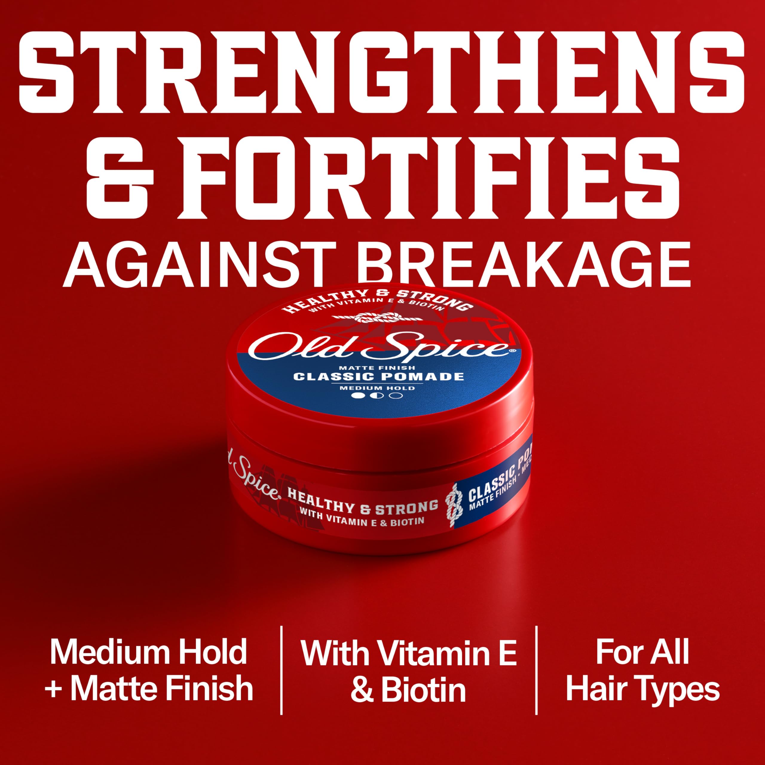 Old Spice etiqueta con ingredientes destacando vitamina E y biotina beneficios