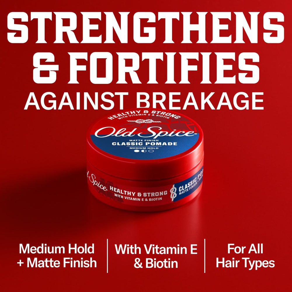 Old Spice etiqueta con ingredientes destacando vitamina E y biotina beneficios