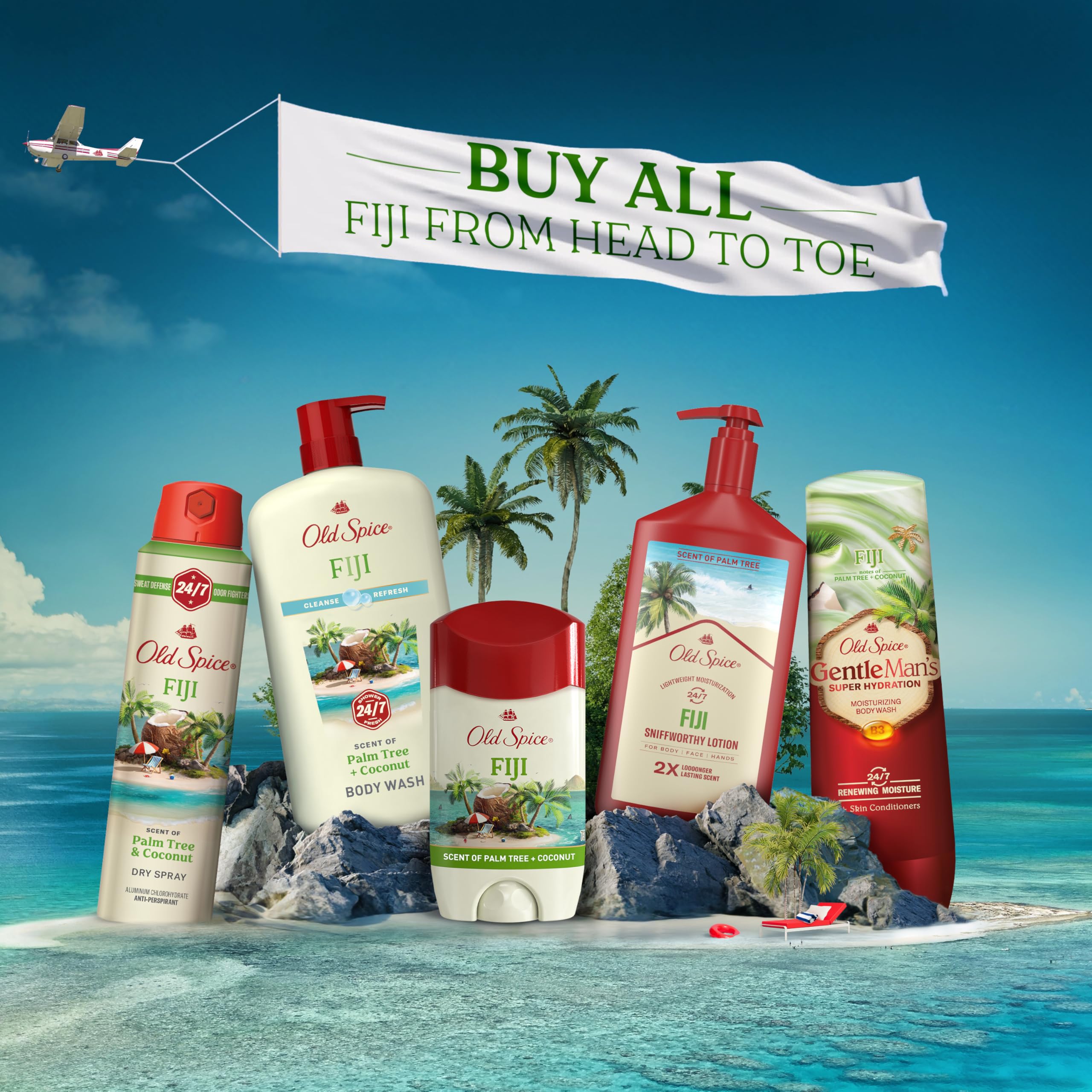 Old Spice Fiji cierre de tapa y base estable para almacenamiento seguro