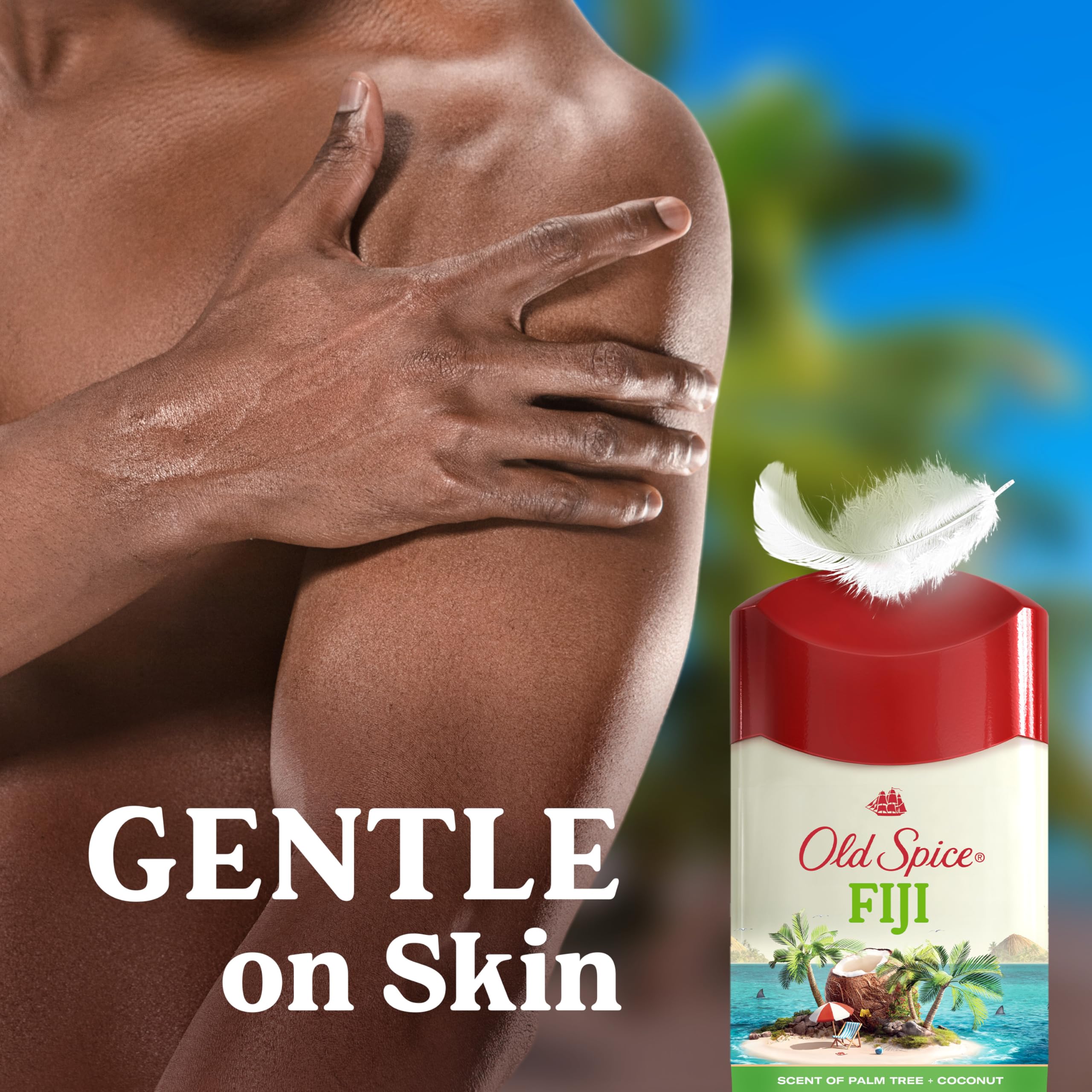 Old Spice Fiji comparativa de tamaño en mano, práctico para viaje