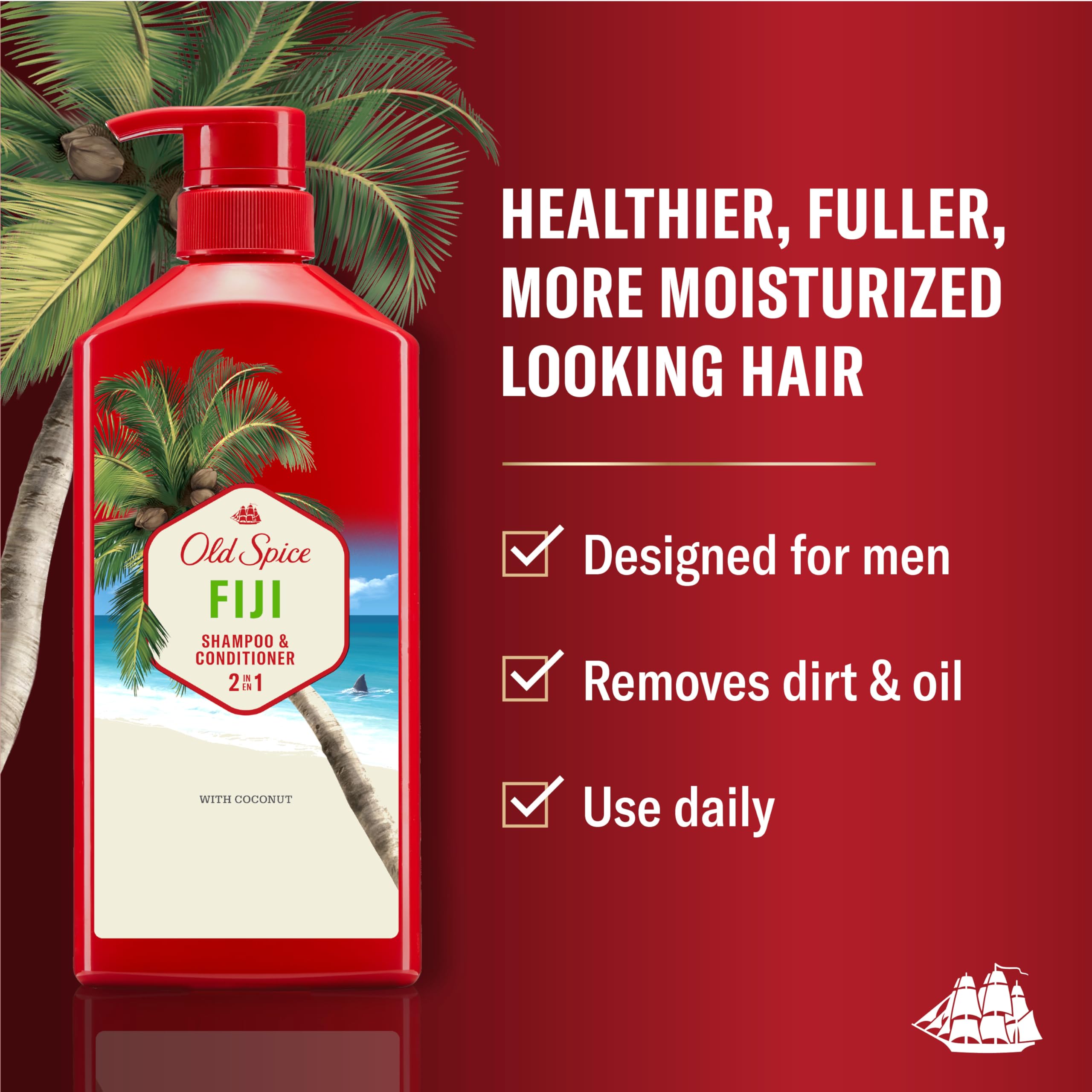 Old Spice etiqueta con ingredientes y beneficios visibles