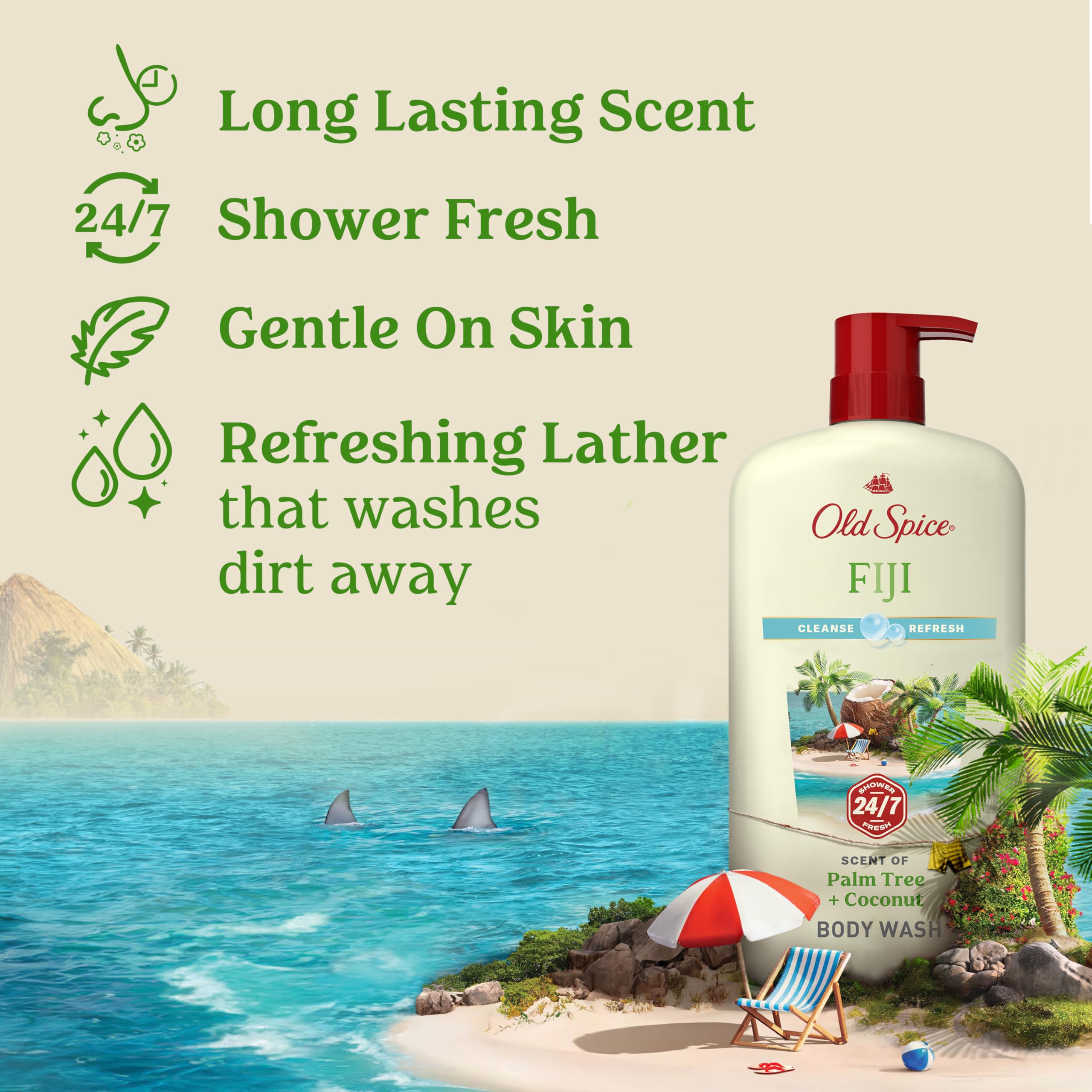 Old Spice Fiji textura del gel espumoso para limpieza efectiva