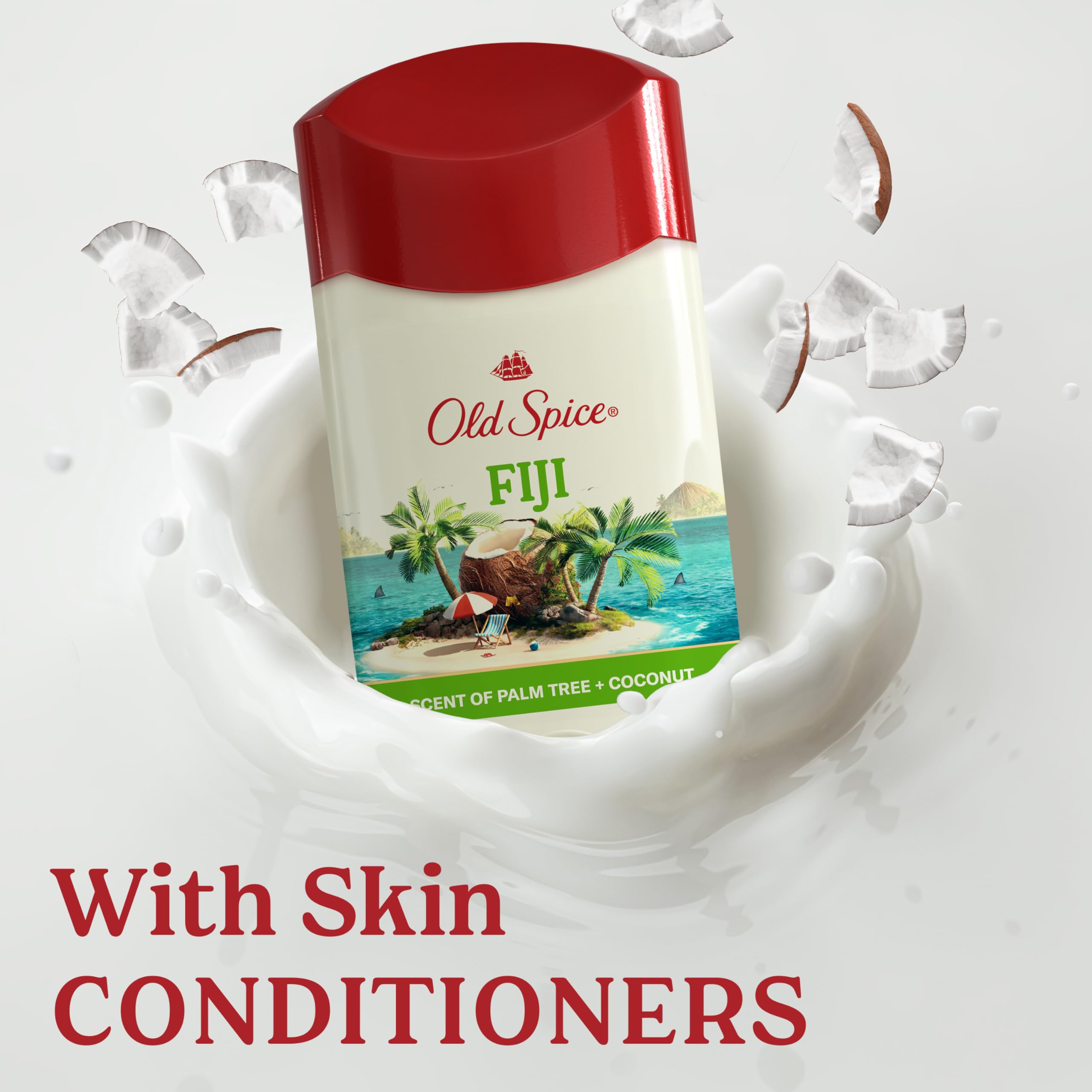 Old Spice Fiji lateral del empaque con ingredientes y instrucciones claras