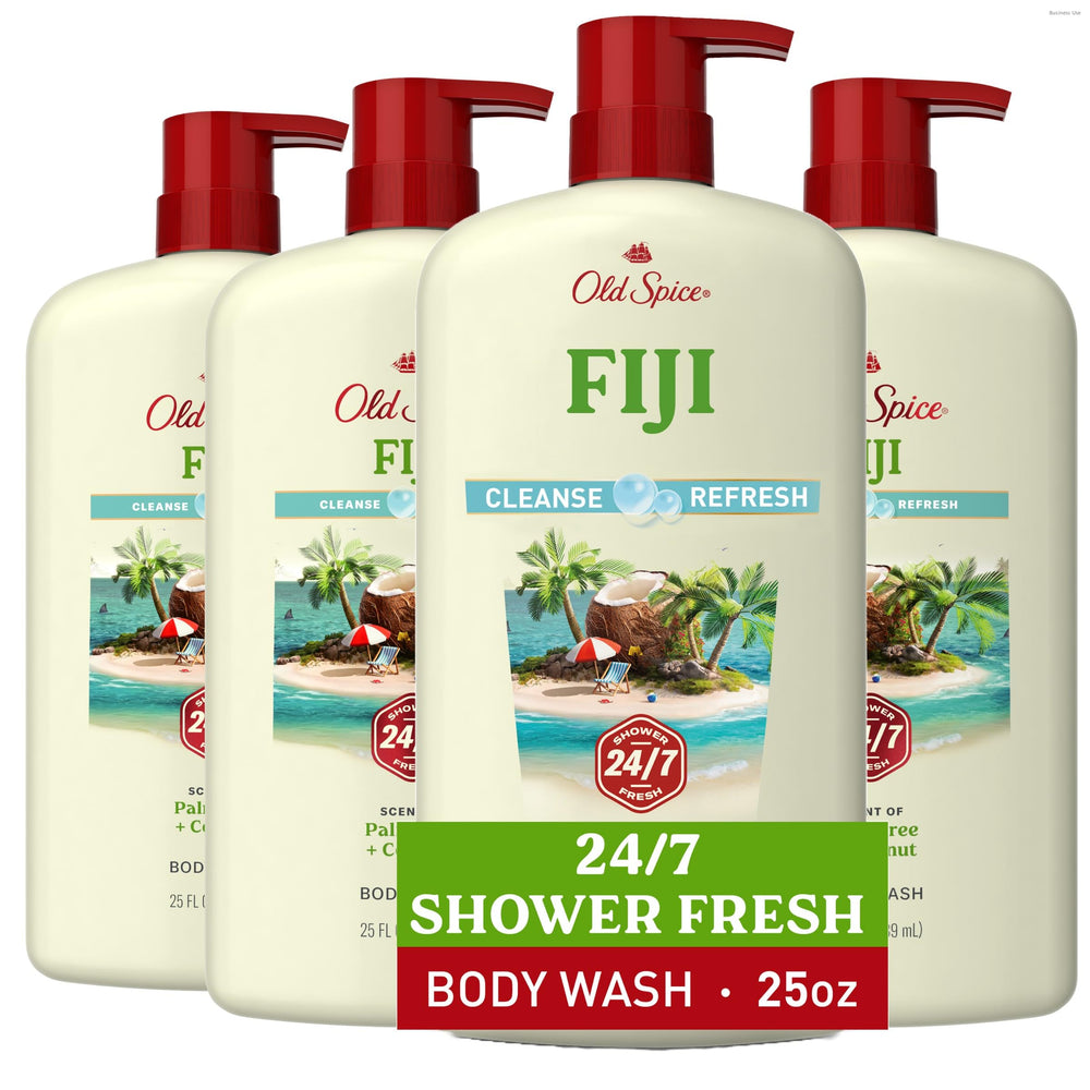 Old Spice Fiji frontal del frasco mostrando diseño y volumen