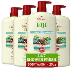 Old Spice Fiji frontal del frasco mostrando diseño y volumen