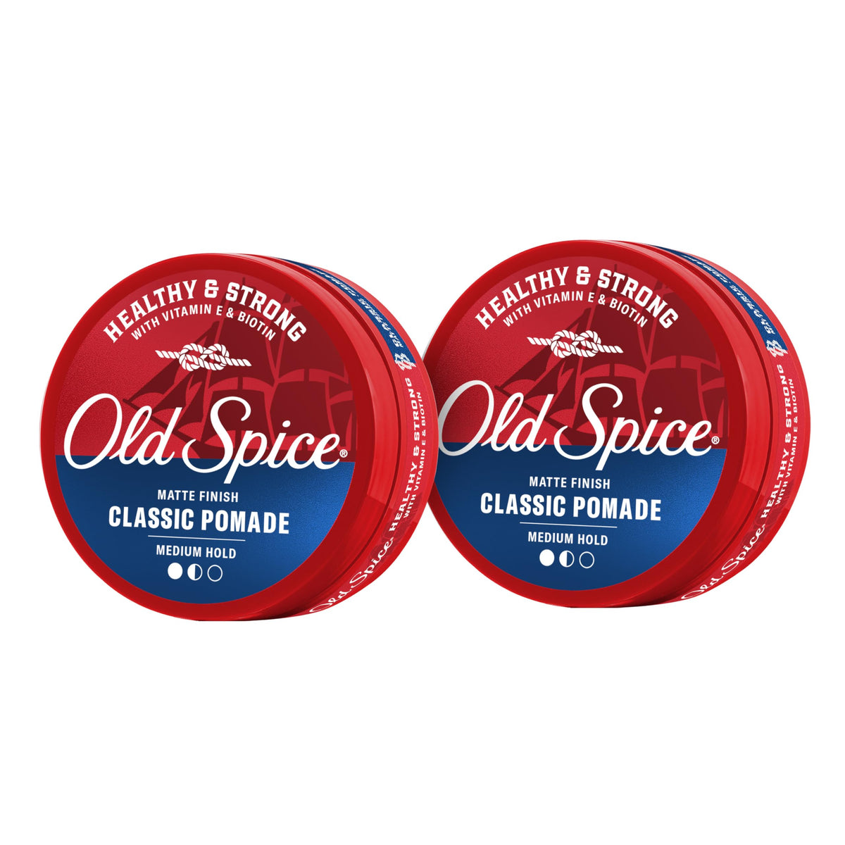 Old Spice frasco y empaque frontal mostrando diseño y beneficio de fijación media