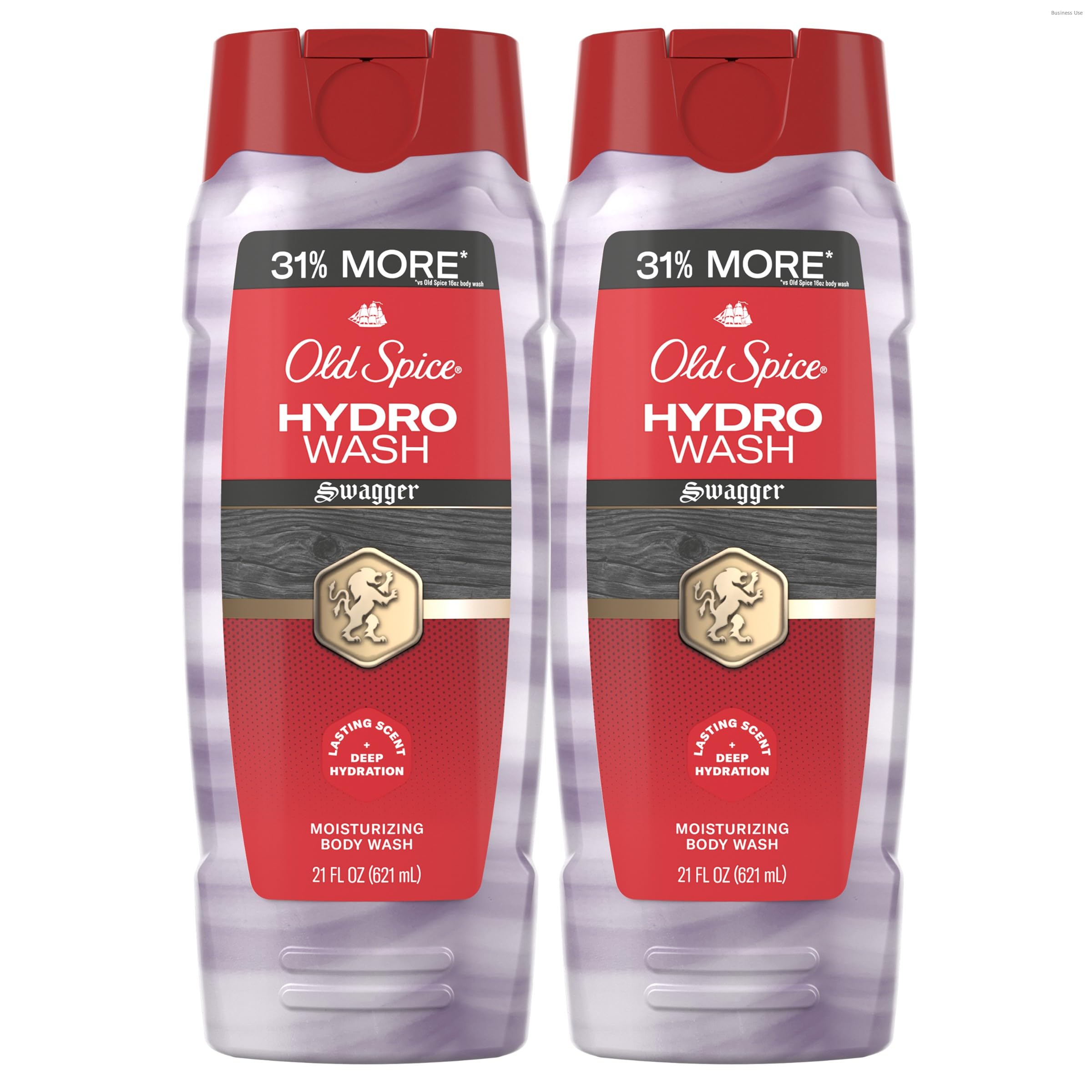 Old Spice frontal del envase mostrando la fragancia Swagger y beneficios