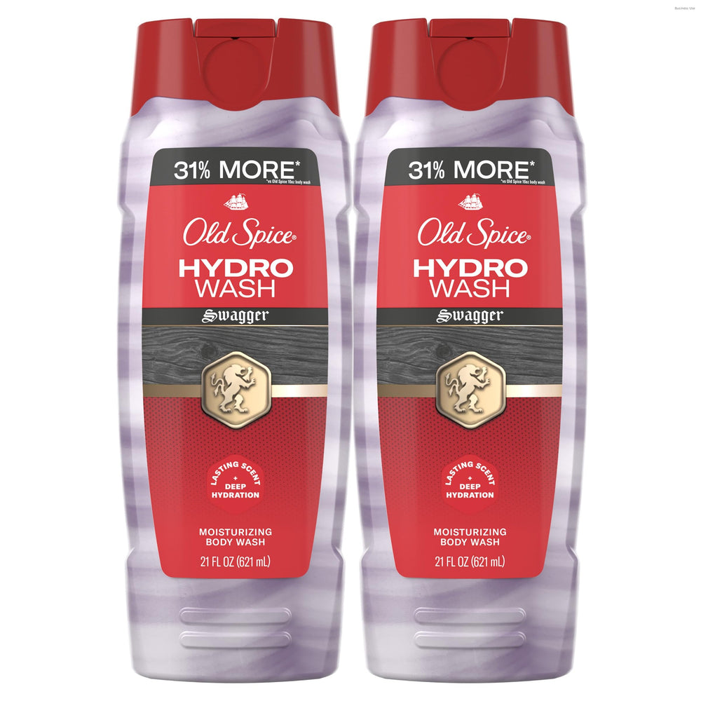 Old Spice frontal del envase mostrando la fragancia Swagger y beneficios