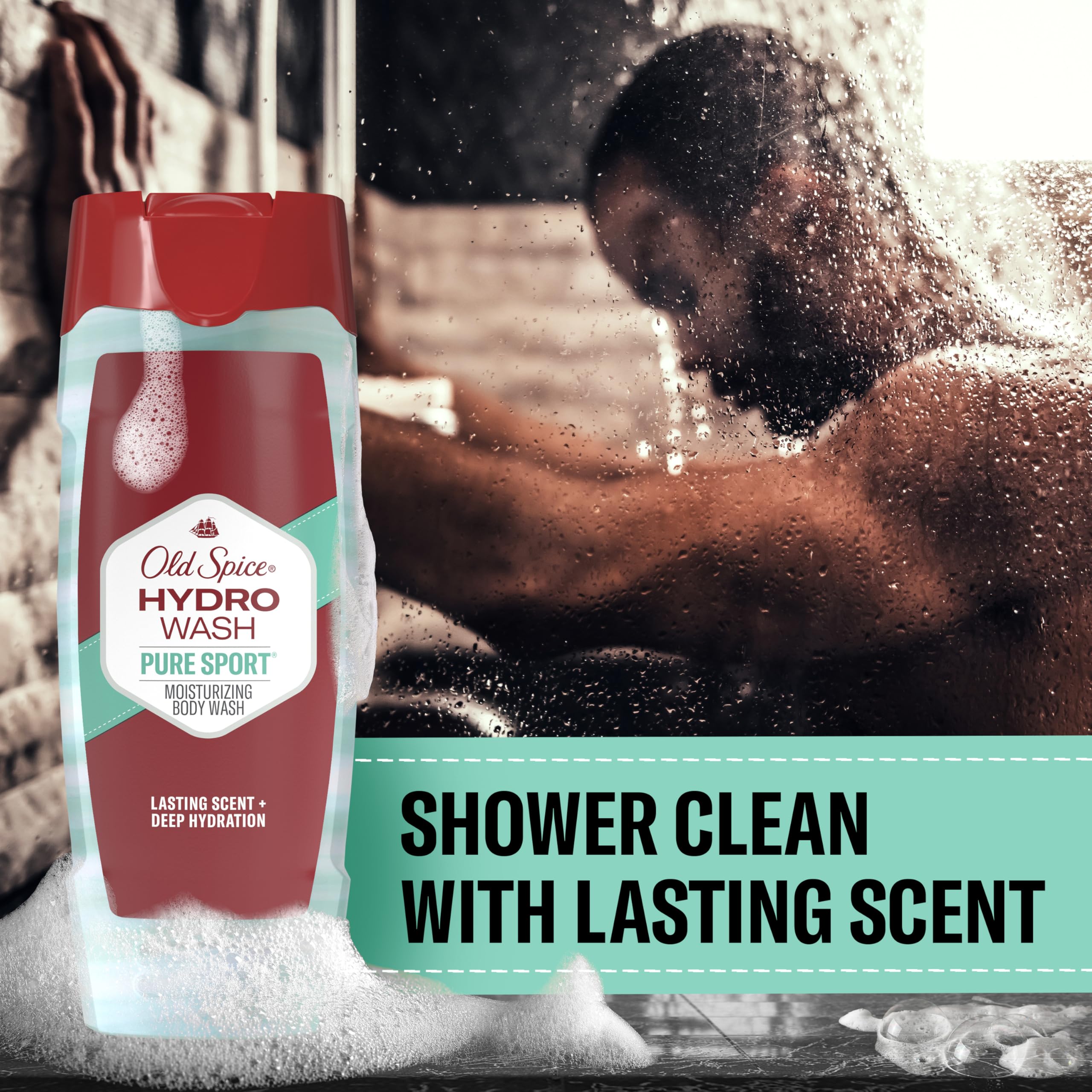 Old Spice botella junto a una mano para mostrar tamaño práctico y duración