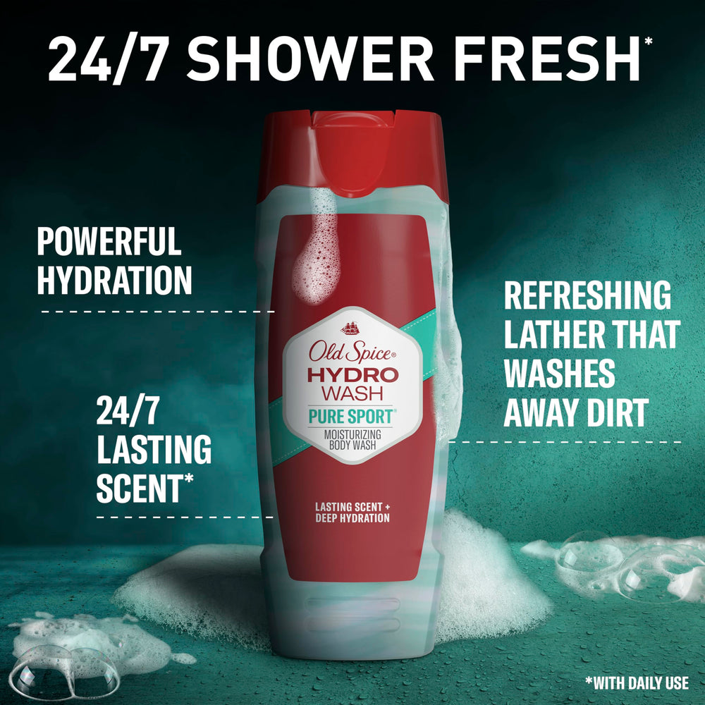 Old Spice close-up de la textura en espuma hidratante que limpia sin resecar