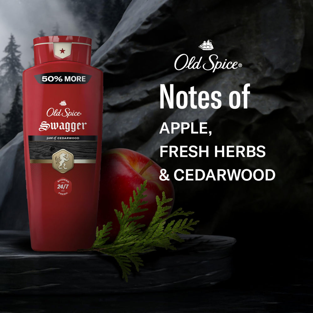 Old Spice gel de ducha en uso en la ducha, sensación de frescura inmediata