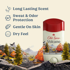Old Spice Volcano detalle de textura del stick con carbón para absorción