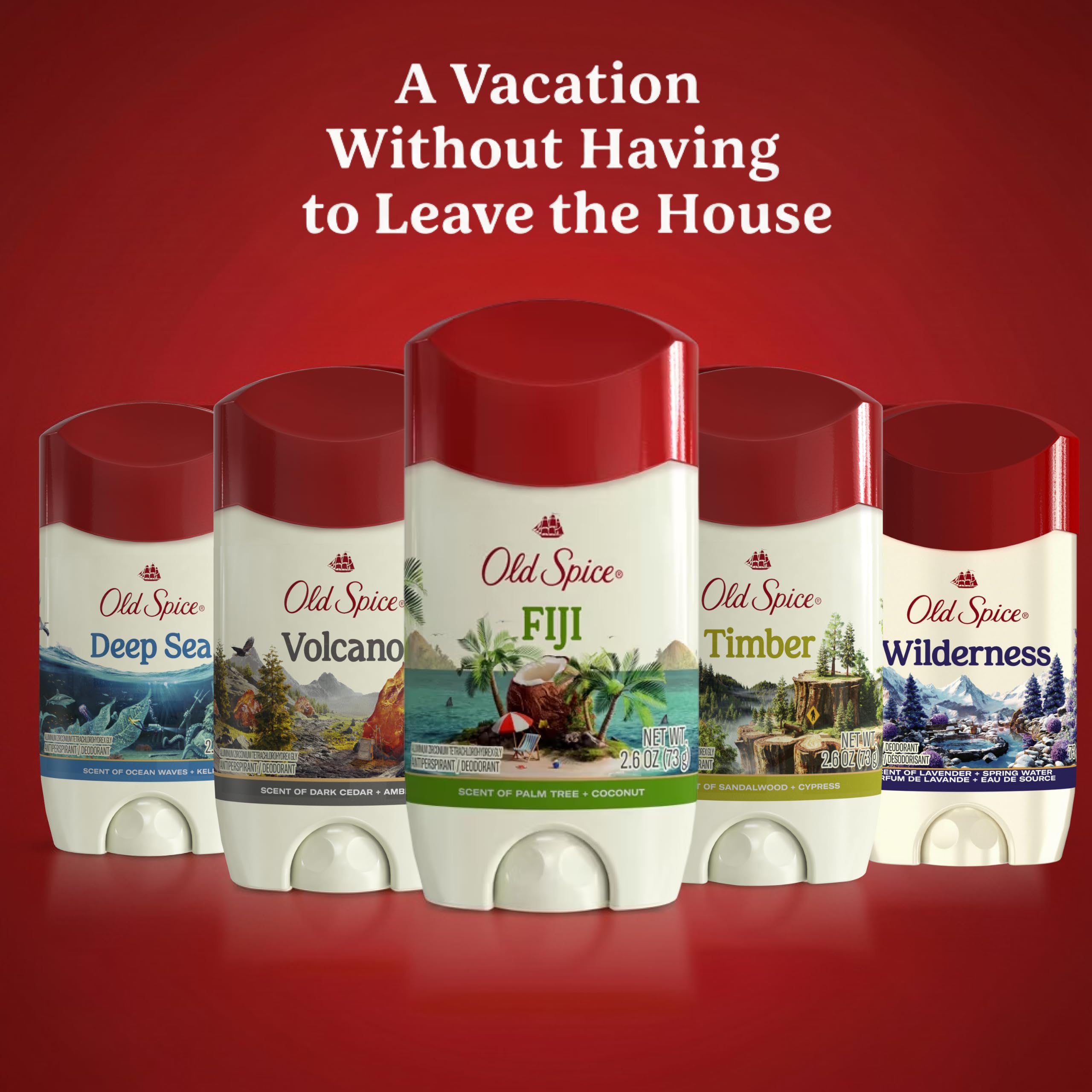 Old Spice Volcano etiqueta con ingredientes y beneficios visibles