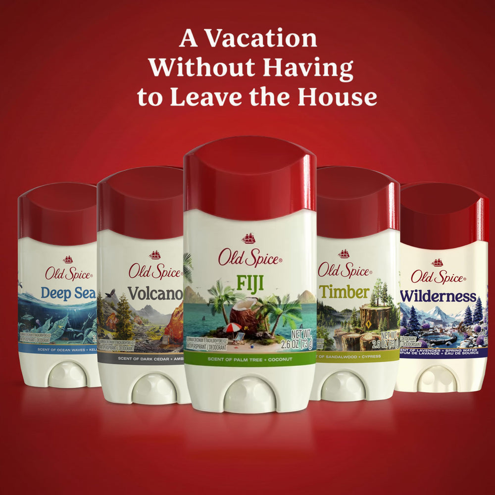 Old Spice Volcano etiqueta con ingredientes y beneficios visibles