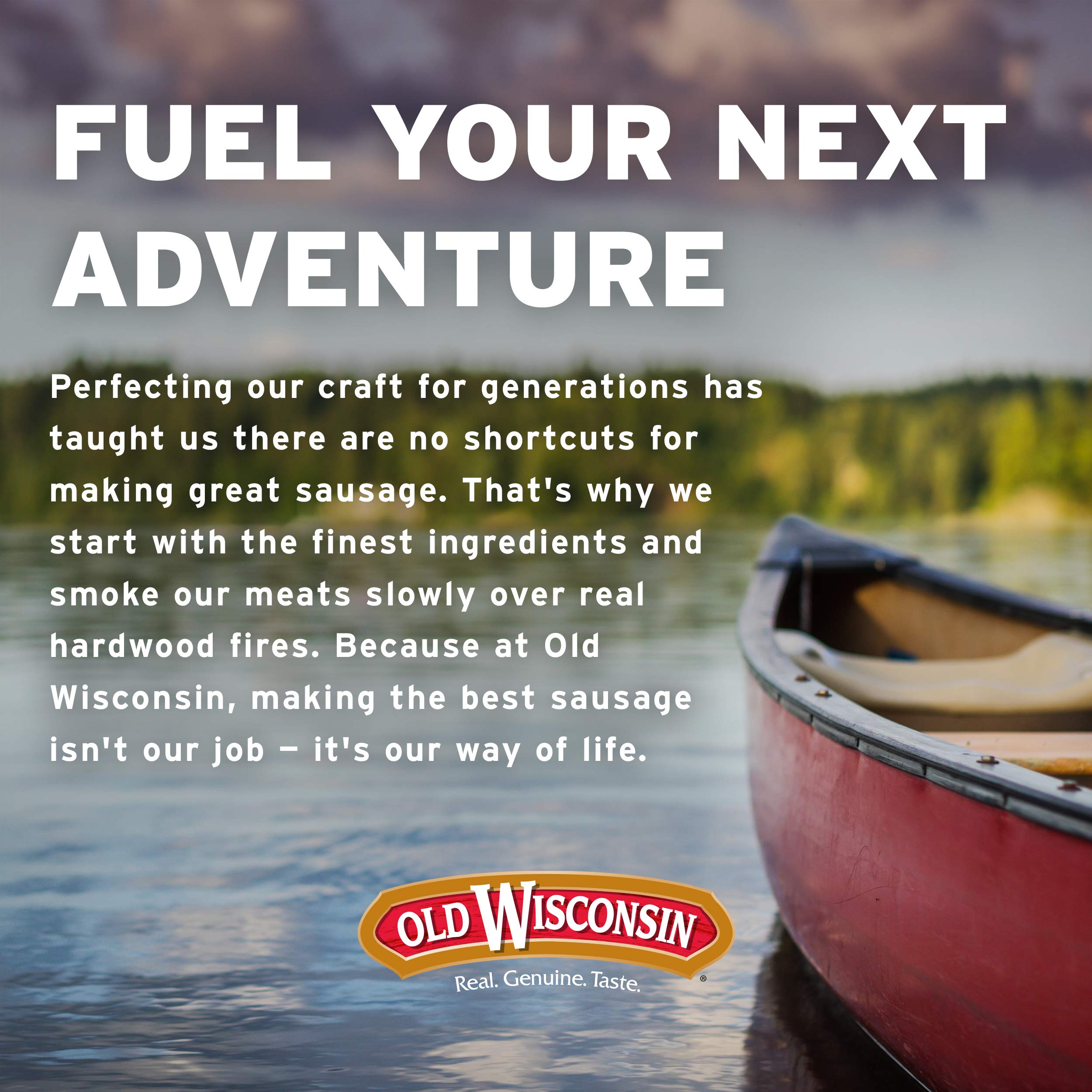 Old Wisconsin etiqueta nutricional visible con información de proteína y ingredientes