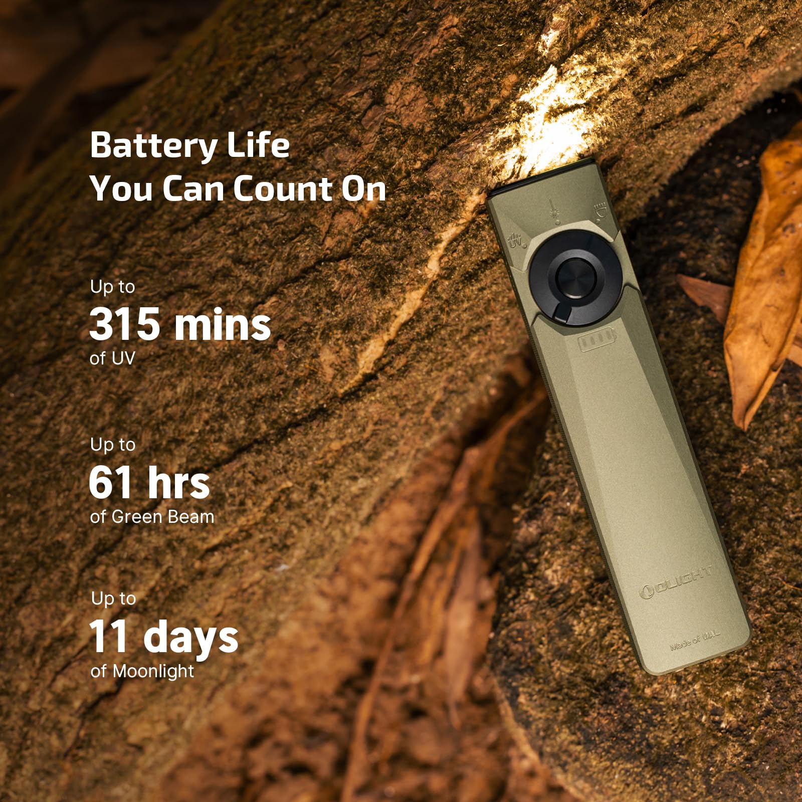 OLIGHT Arkfeld Ultra comparación de tamaño, escala y portabilidad