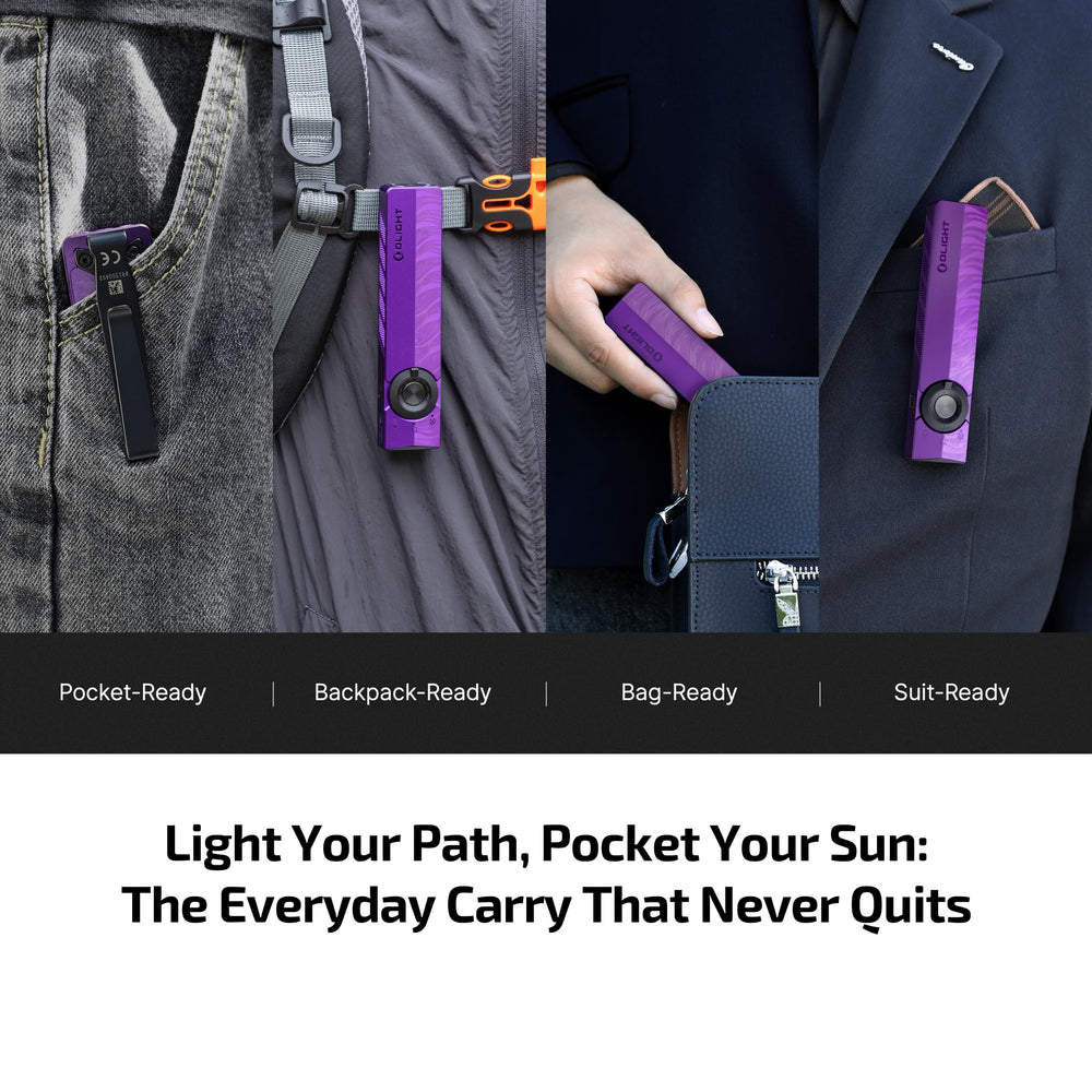 OLIGHT ArkPro cargando con USB-C y cargador magnético, carga versátil