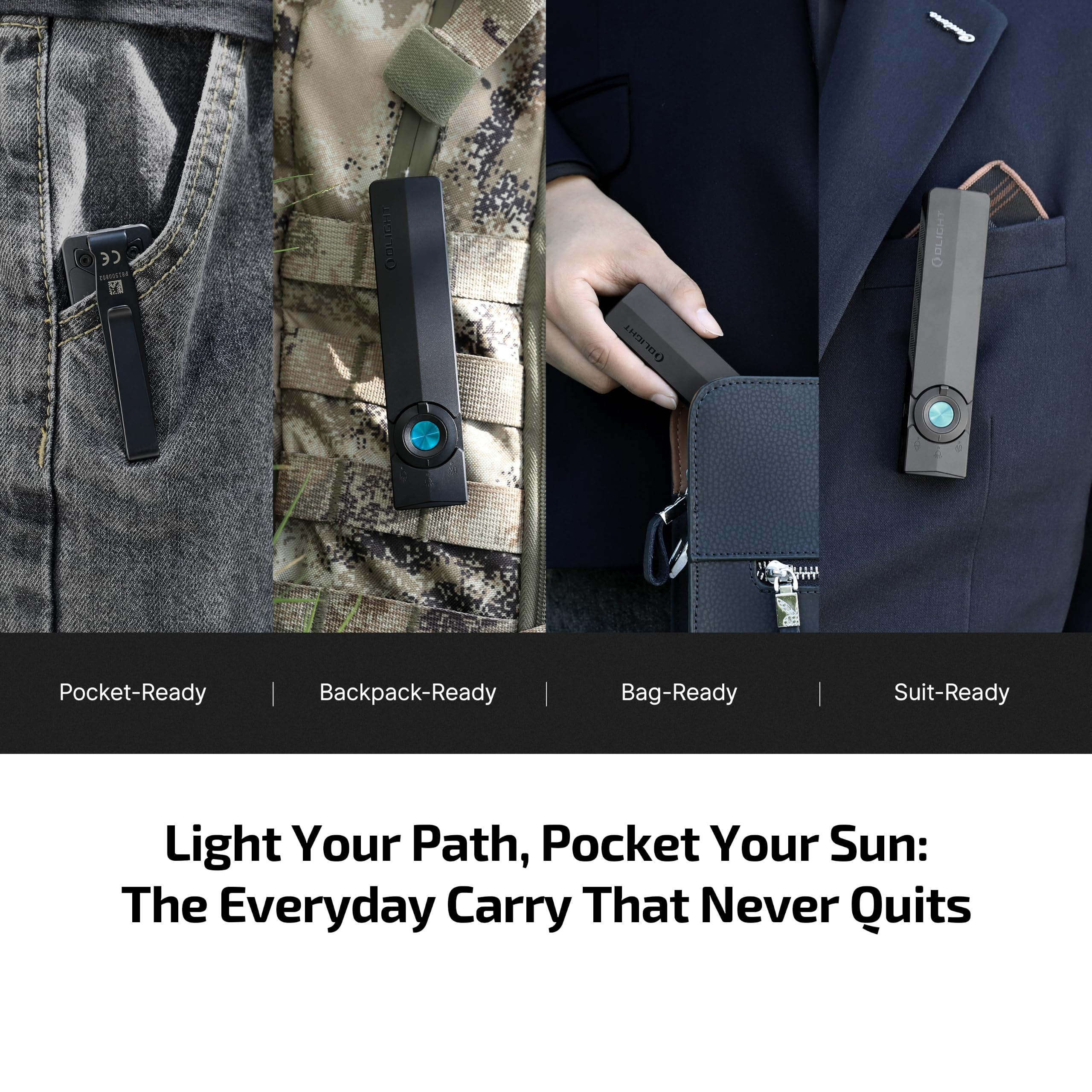 OLIGHT clip bidireccional sujetando la ArkPro a una gorra para iluminación dirigida
