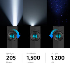 OLIGHT ArkPro iluminando área amplia con foco de 1500 lúmenes para trabajos cercanos