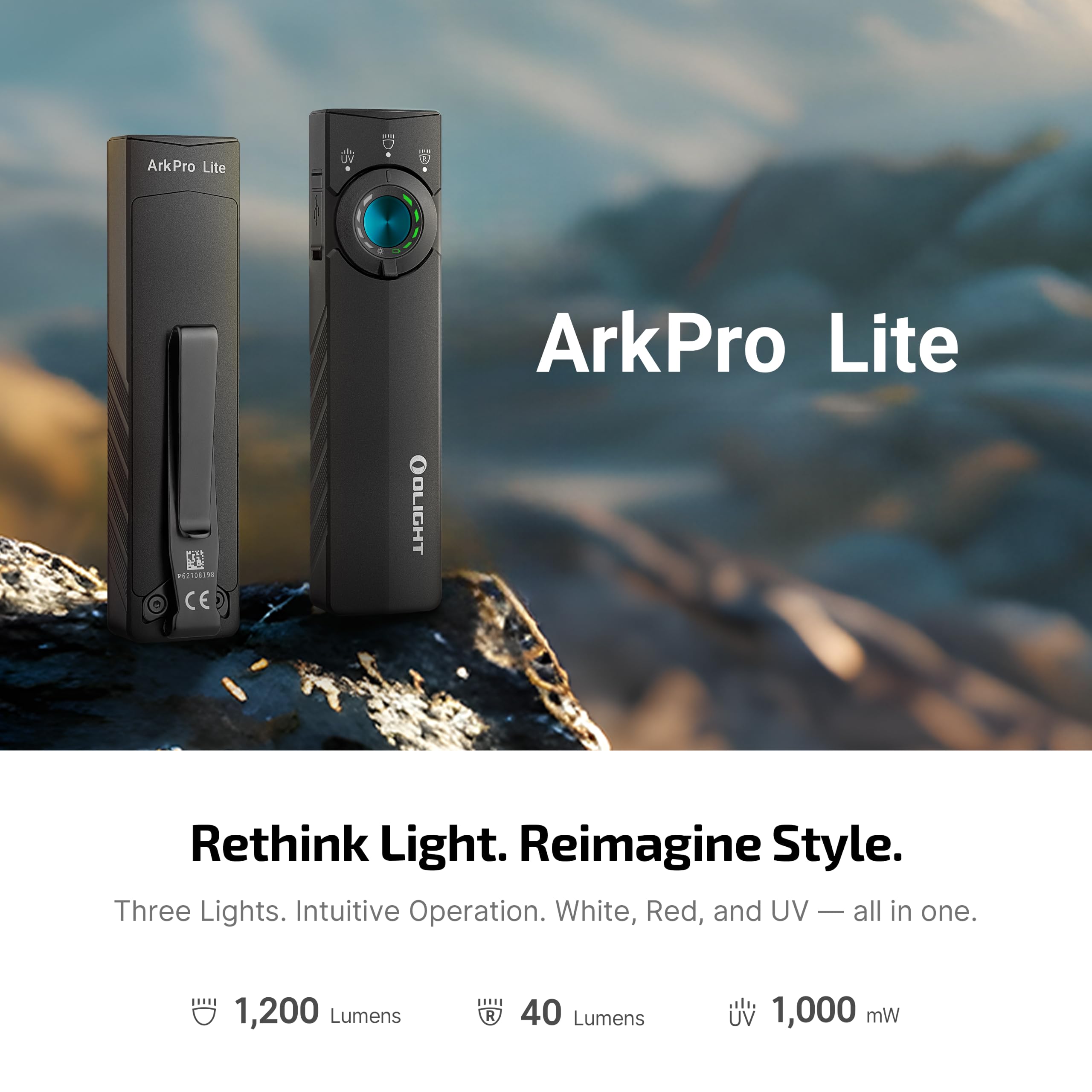 OLIGHT ArkPro Lite flat profile highlighting slim design and pocket comfort benefit