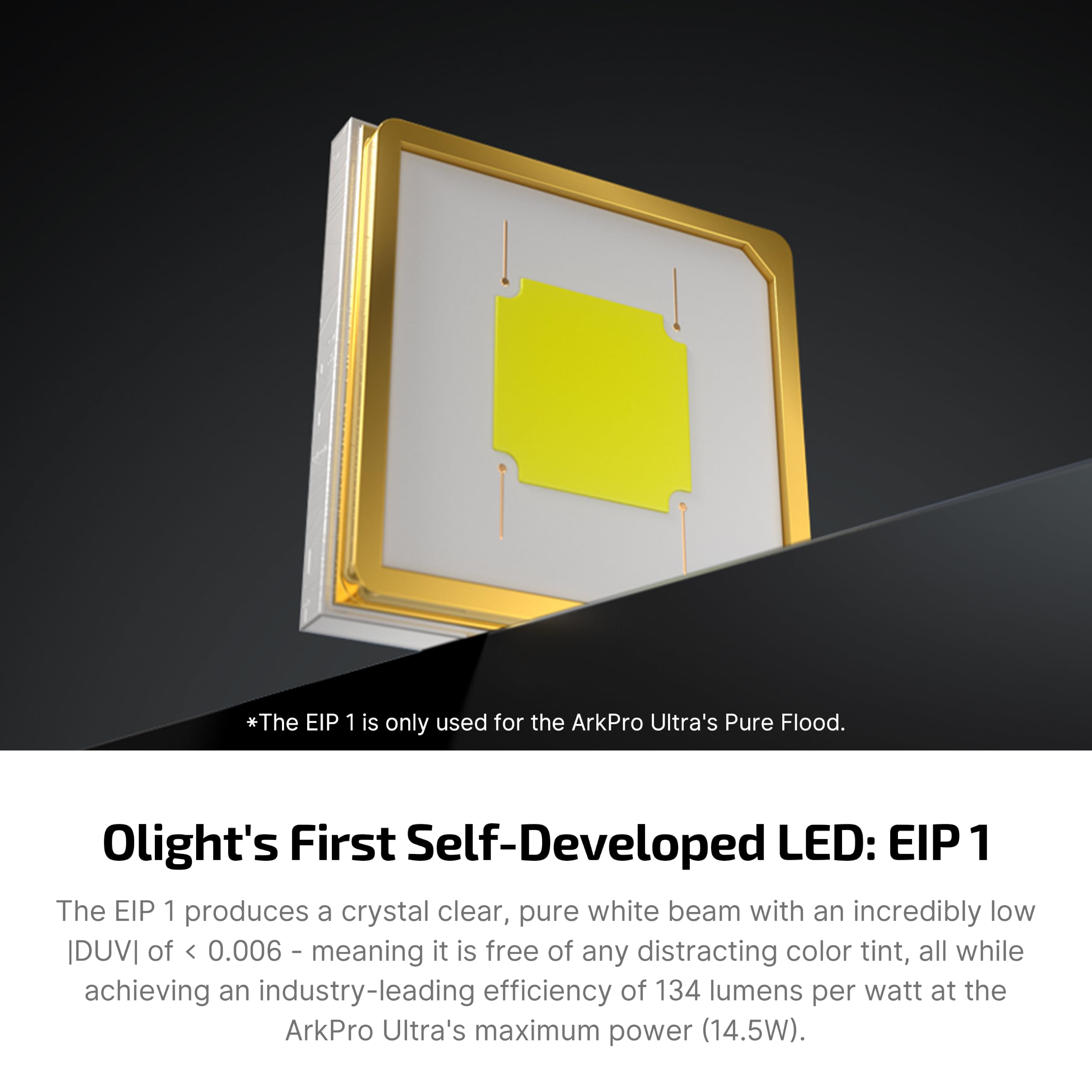 OLIGHT ArkPro Ultra haz Pure Flood amplio iluminando una escena cercana, buena cobertura