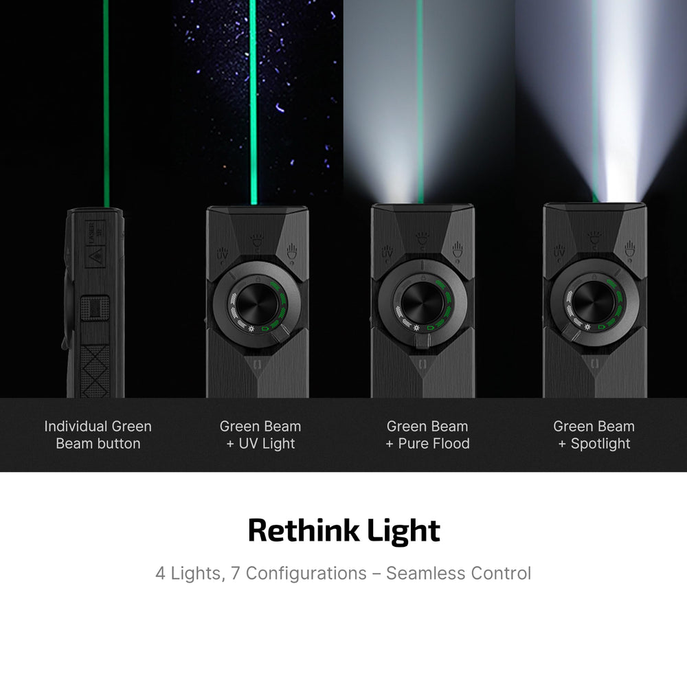 OLIGHT ArkPro Ultra luz UV 365 nm revelando manchas y fluorescencias, útil para inspección