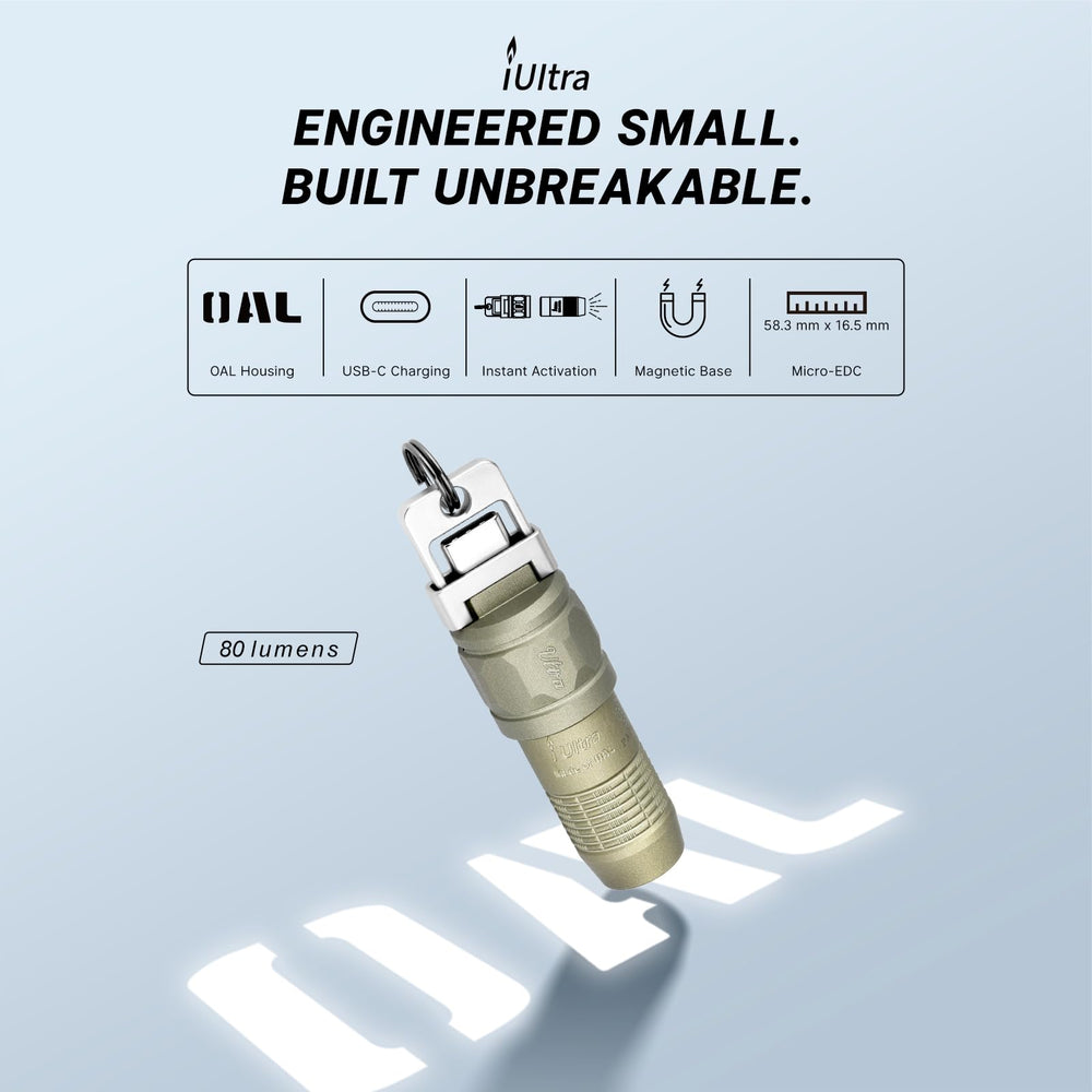 OLIGHT iUltra primer plano de la textura de O-aluminum para mayor durabilidad