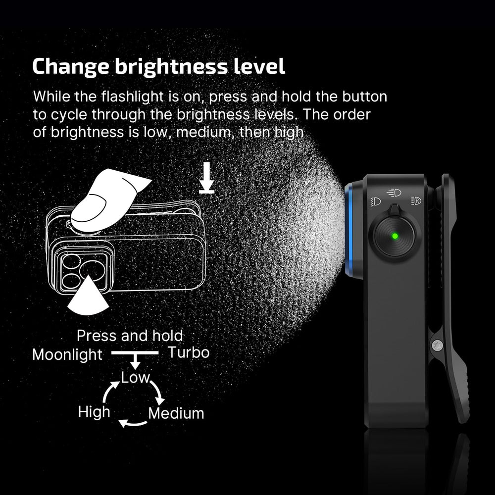 OLIGHT Oclip Pro sostenida en mano demostrando tamaño EDC y ligereza