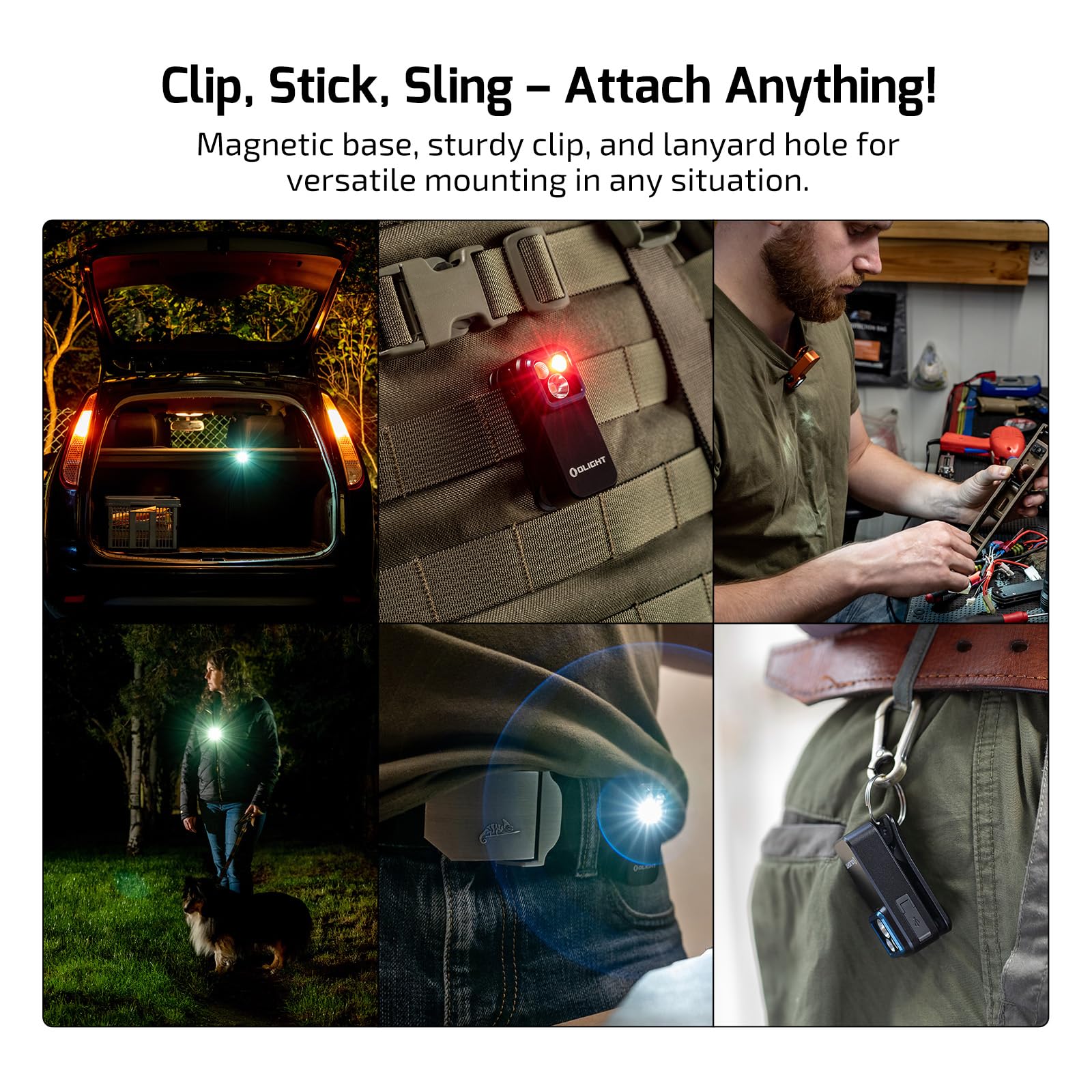 OLIGHT Oclip Pro comparada con llaves para mostrar longitud de 57 mm y portabilidad