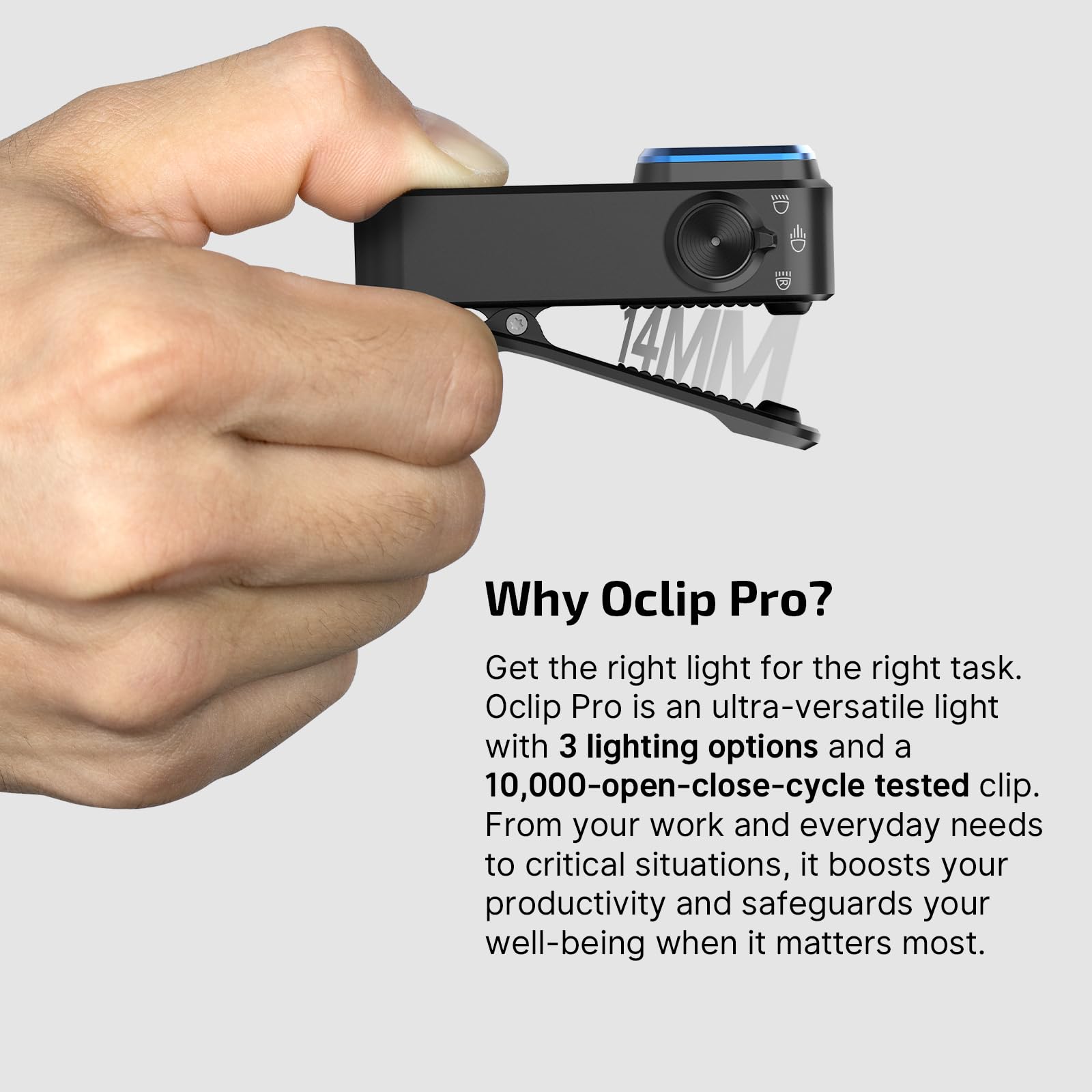 OLIGHT Oclip Pro iluminando un campamento con su modo inundación de 500 lúmenes