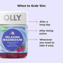 OLLY etiqueta con ingredientes y magnesio citrato destacado