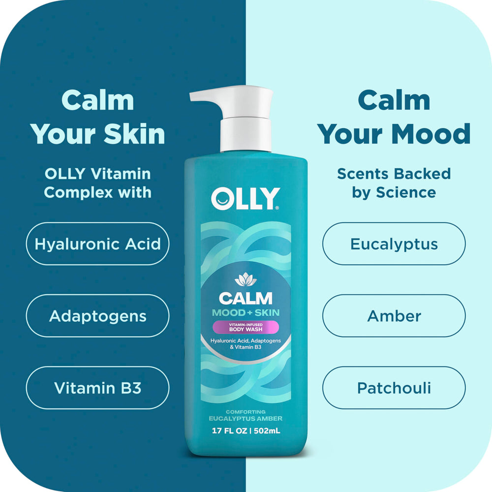 OLLY etiqueta con ingredientes clave que indica vitaminas y retinol